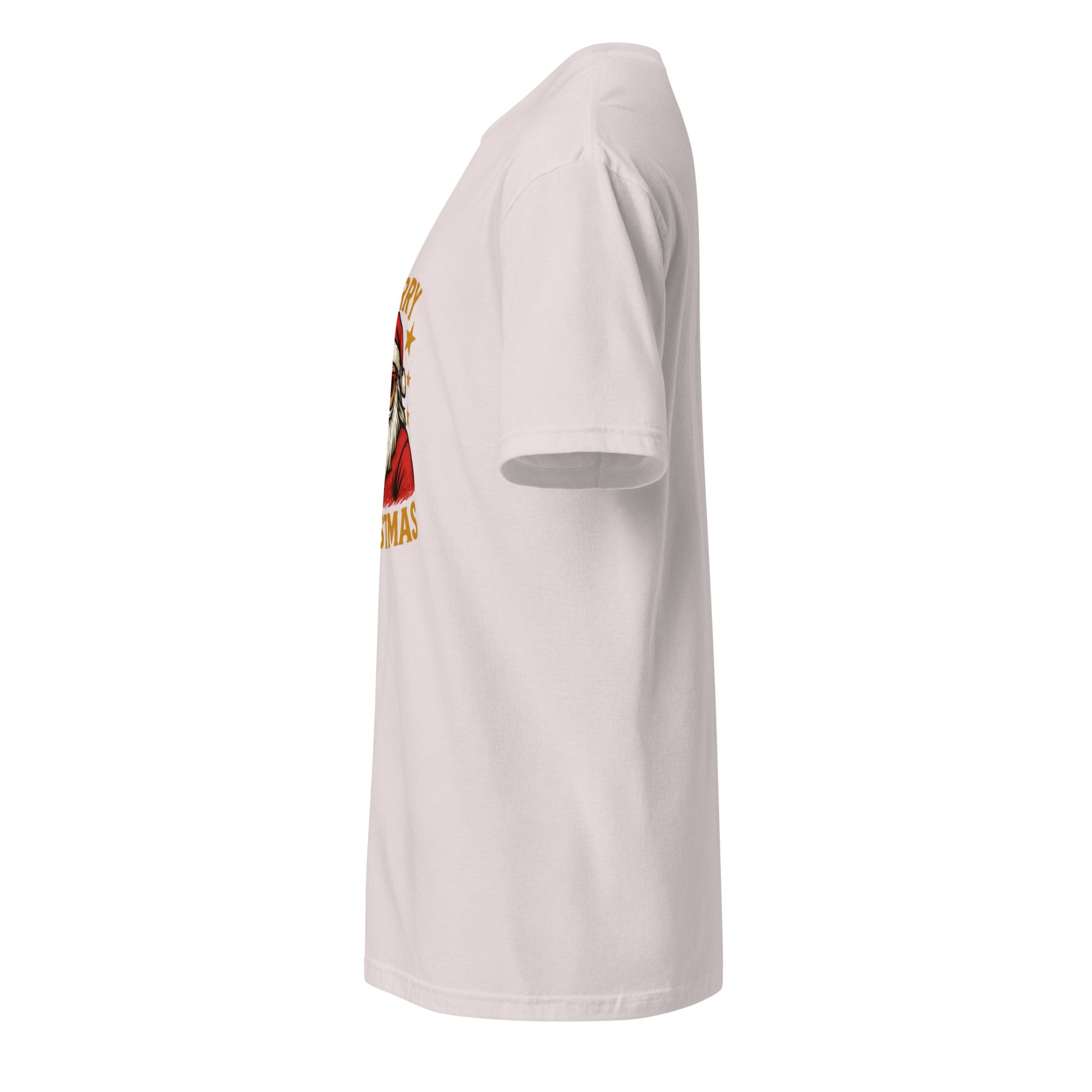 Merry Christmas - Rockstar Santa - Short-Sleeve Unisex T-Shirt Graphic Tee - Ice Grey - Left side