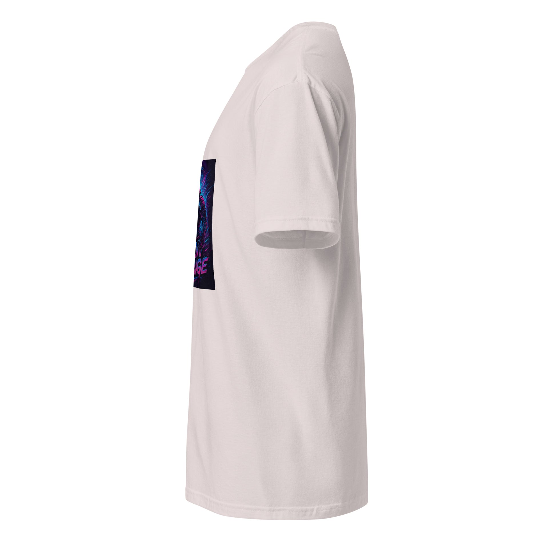 Neon Mirage Samurai - Future Sci-Fi - Short-Sleeve Unisex T-Shirt - Graphic Tee - Ice Grey - Left side