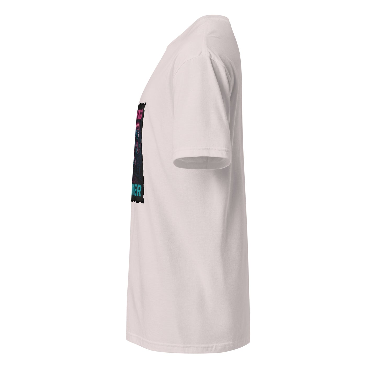 Neon Halo Runner - Cyber Adrenaline - Short-Sleeve Unisex T-Shirt - Graphic Tee - Ice Grey - Left side