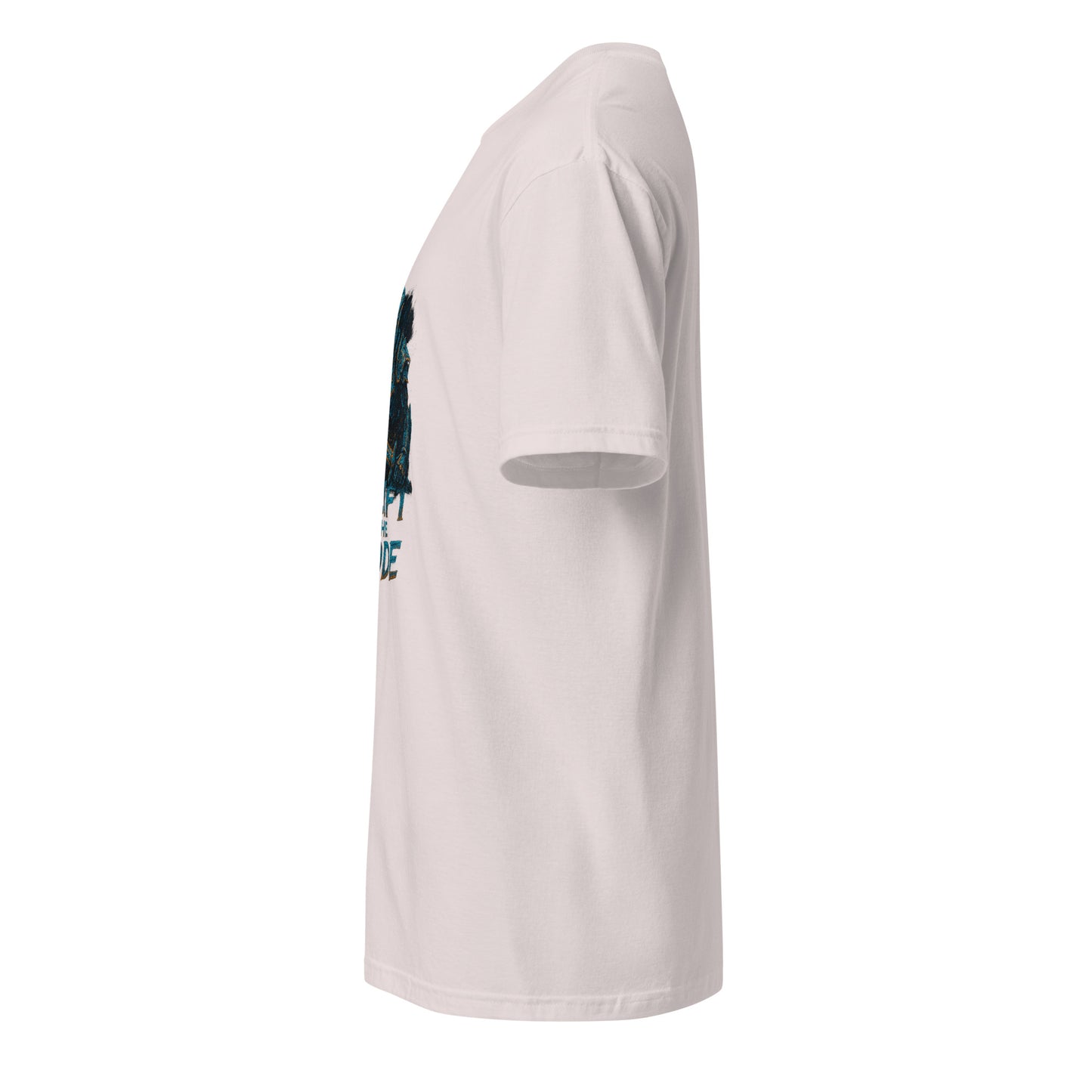 Synthex Crusader - Techno Knight - Short-Sleeve Unisex T-Shirt - Graphic Tee - Ice Grey - Left side