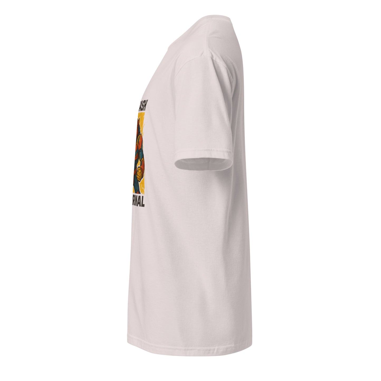 Thunder Primal Overdrive – Tech-Totem Fusion Warrior - Short-Sleeve Unisex T-Shirt - Graphic Tee - Ice Grey - Left side