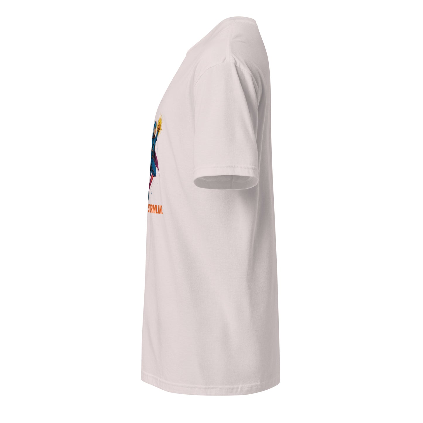 Turbo Nebula Riders – “Ride the Stormline.” - Short-Sleeve Unisex T-Shirt - Graphic Tee - Ice Grey - Left side