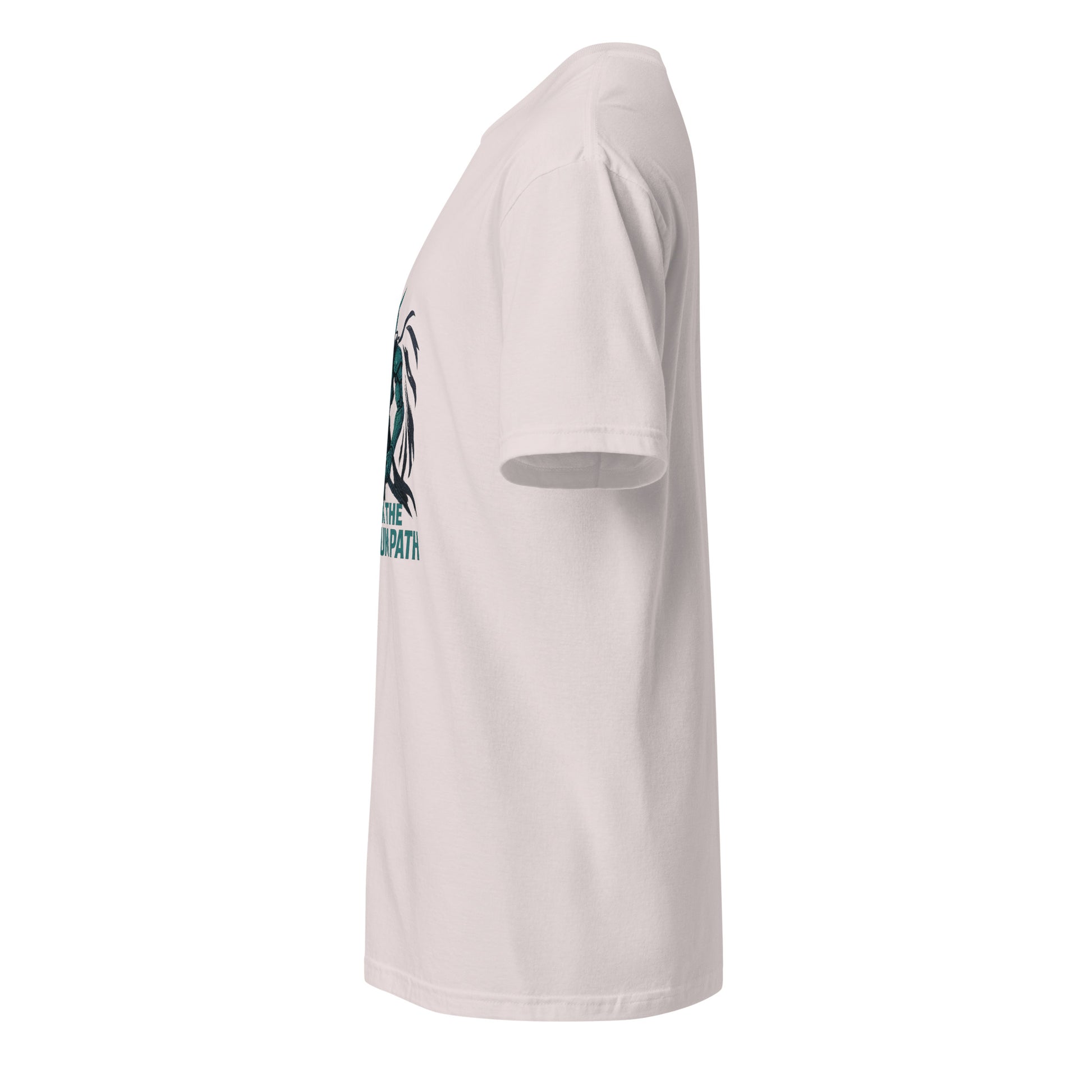 Quantum Ronin Vanguard – “Walk the Quantum Path.” - Short-Sleeve Unisex T-Shirt - Graphic Tee - Ice Grey - Left side