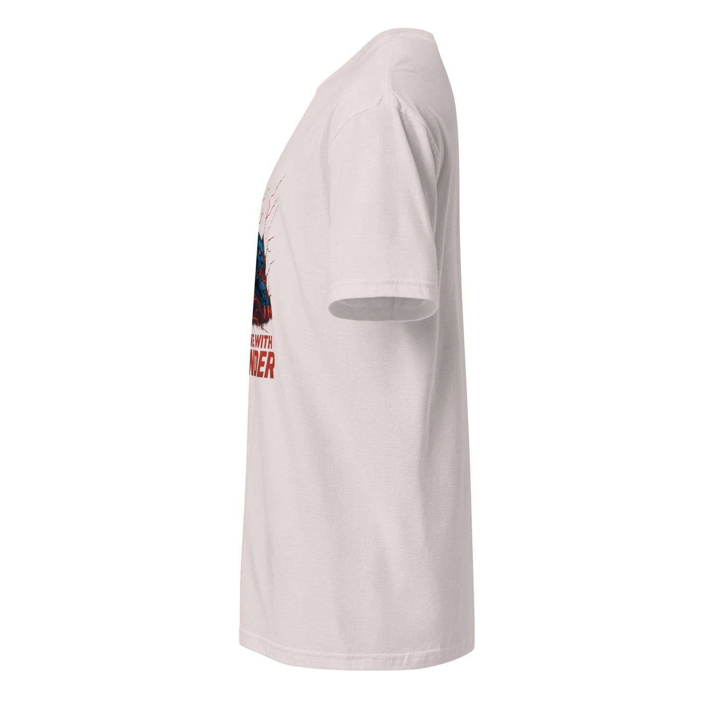 Mech-Panther Storm Unit – “Strike with Thunder.” - Short-Sleeve Unisex T-Shirt - Graphic Tee - Ice Grey - Left side