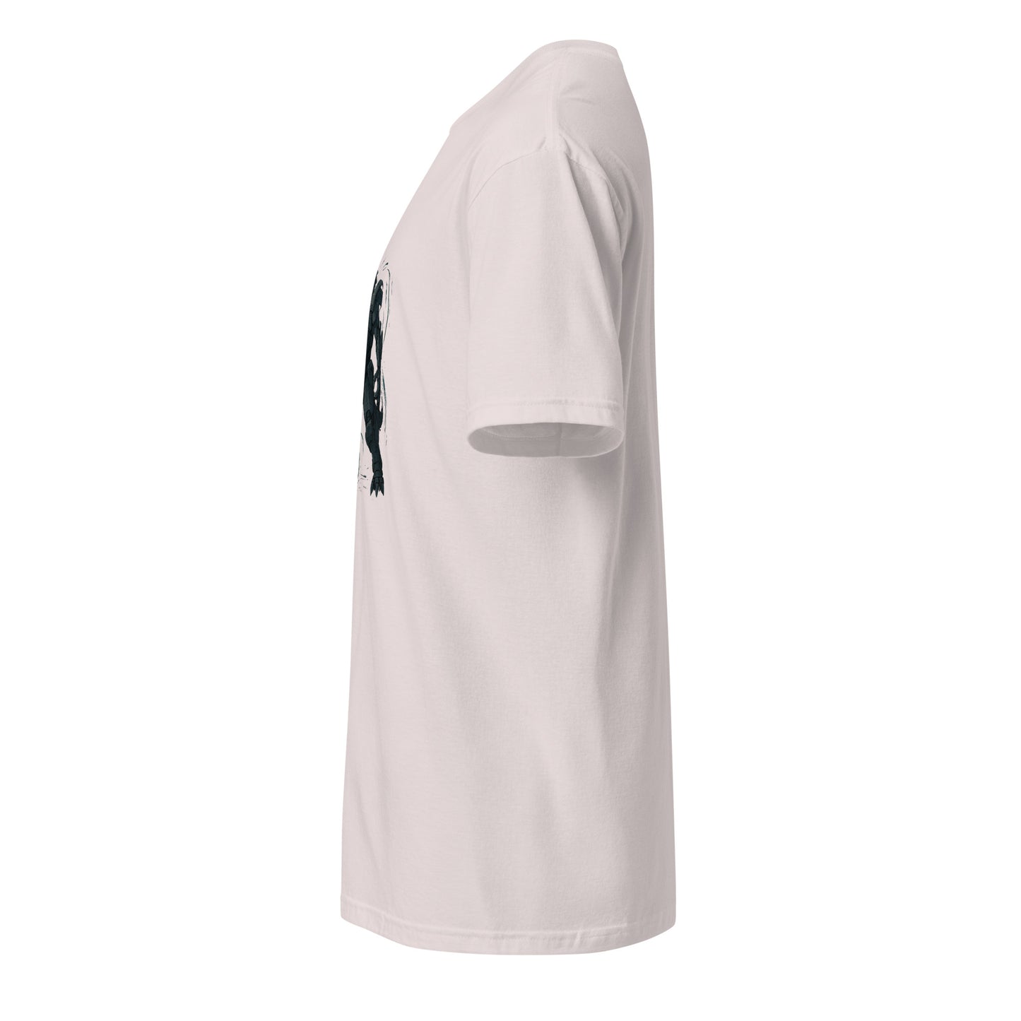 Mecha Direwolf Alpha – “Lead the Metal Hunt.” - Short-Sleeve Unisex T-Shirt - Graphic Tee - Ice Grey - Left side