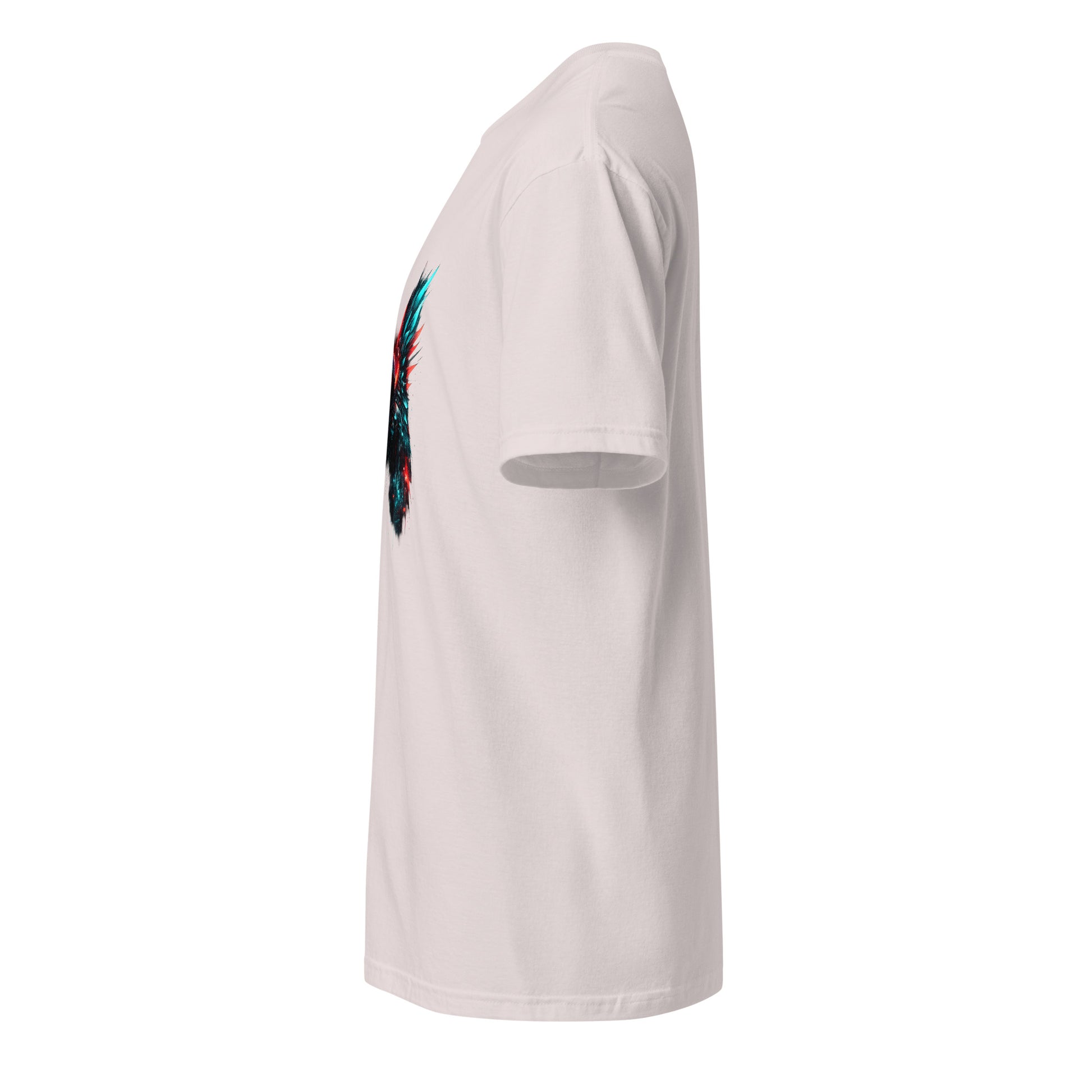 Digital Seraph Riot – Cyber Energy - Short-Sleeve Unisex T-Shirt - Graphic Tee - Ice Grey - Left side