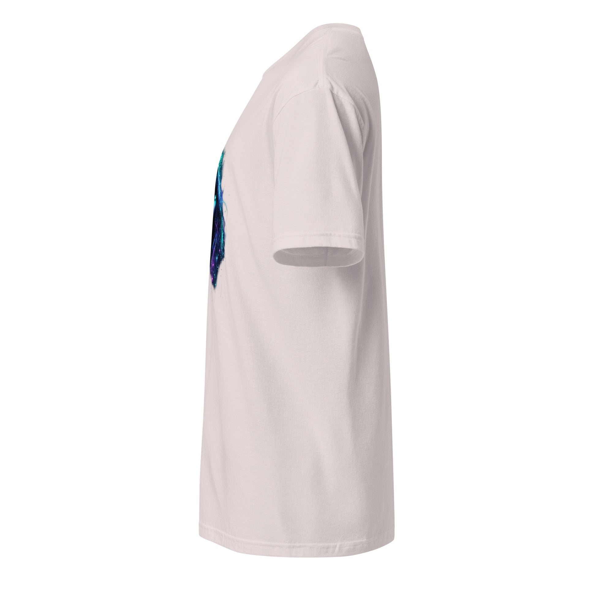 Cyber Oracle – Tech Spiritual - Short-Sleeve Unisex T-Shirt - Graphic Tee - Ice Grey - Left side