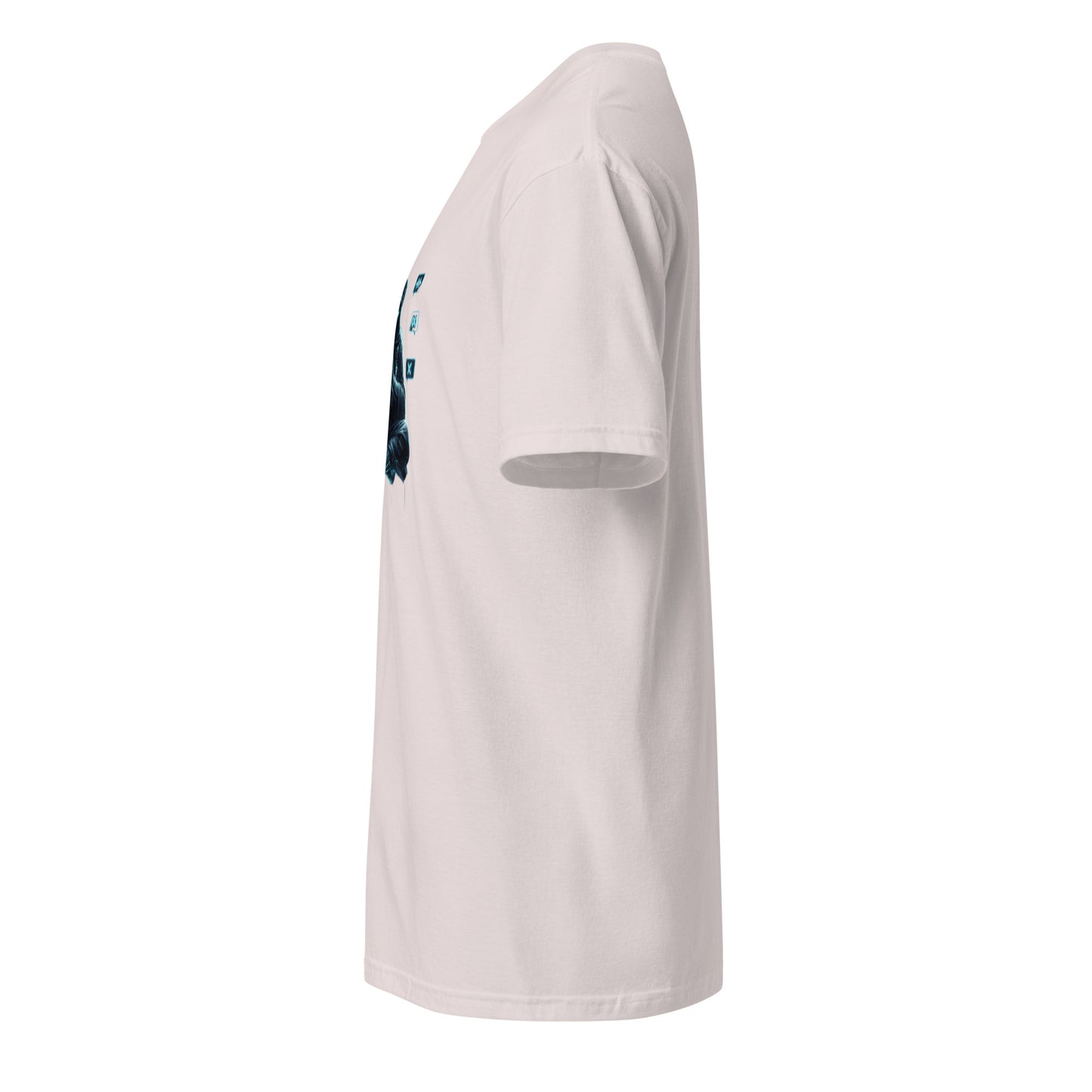 Digital Monk - Cyber Streetwear - Short-Sleeve Unisex T-Shirt - Graphic Tee - Ice Grey - Left side
