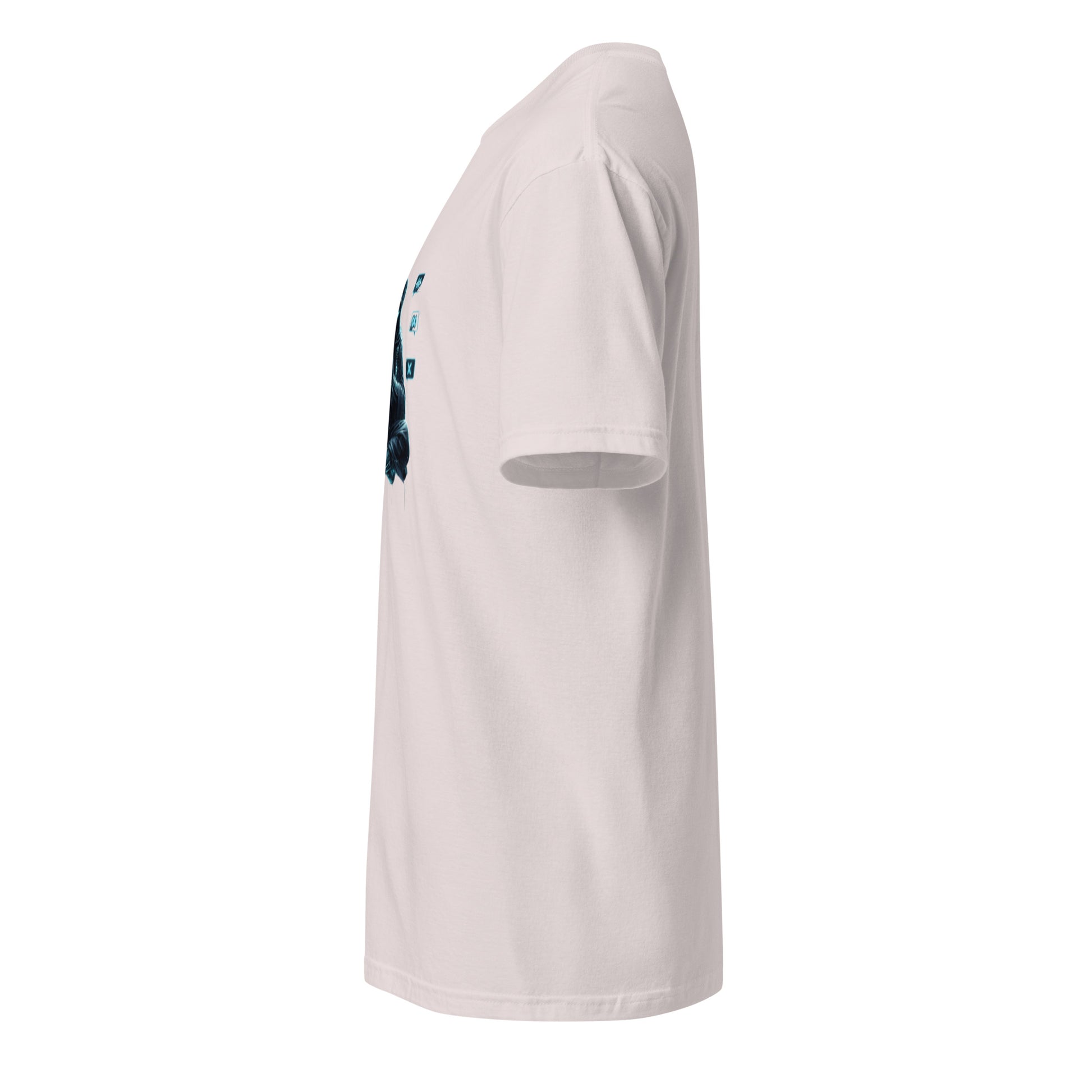 Digital Monk - Cyber Streetwear - Short-Sleeve Unisex T-Shirt - Graphic Tee - Ice Grey - Left side