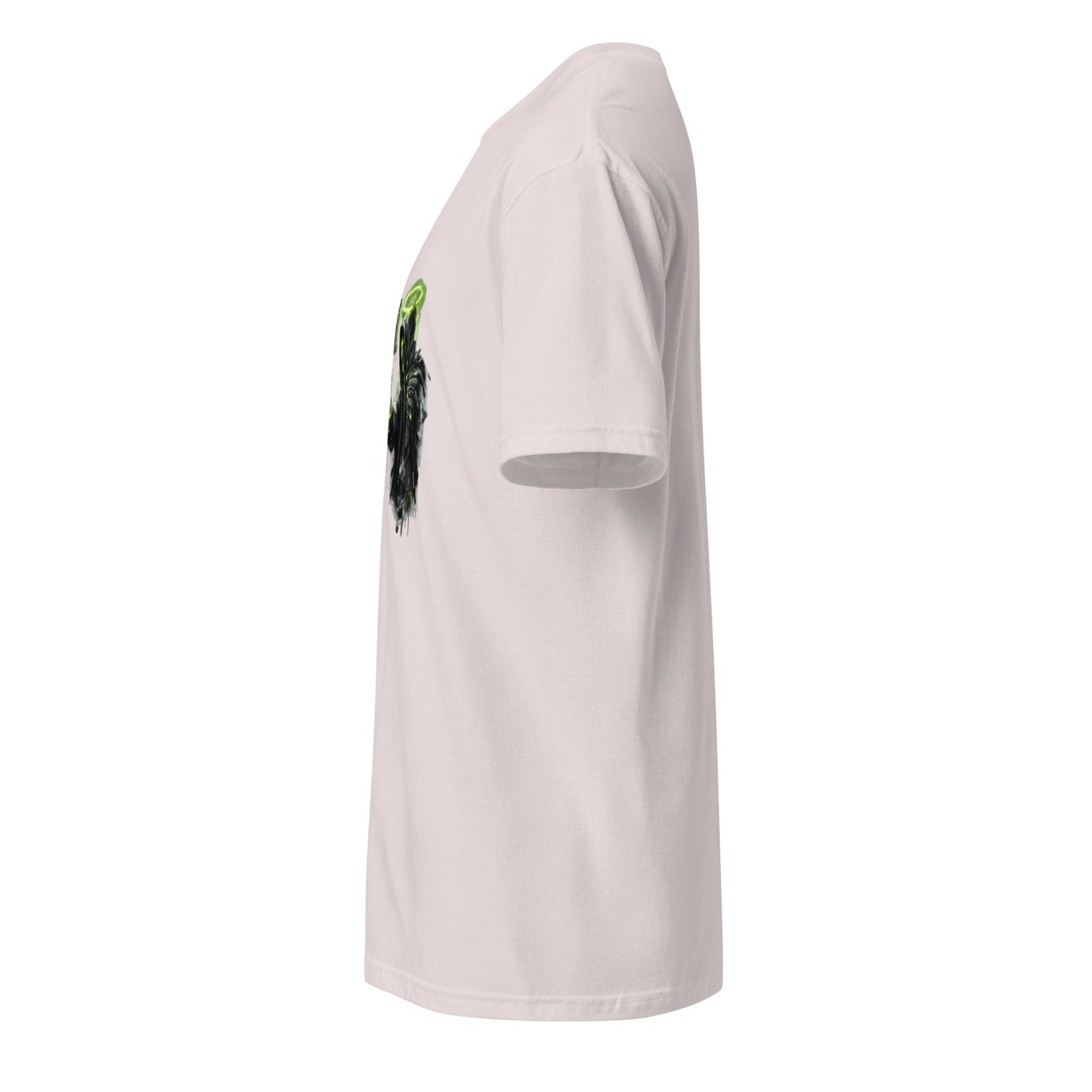 Halo Hackers – Cyber Streetwear - Short-Sleeve Unisex T-Shirt - Graphic Tee - Ice Grey - Left side