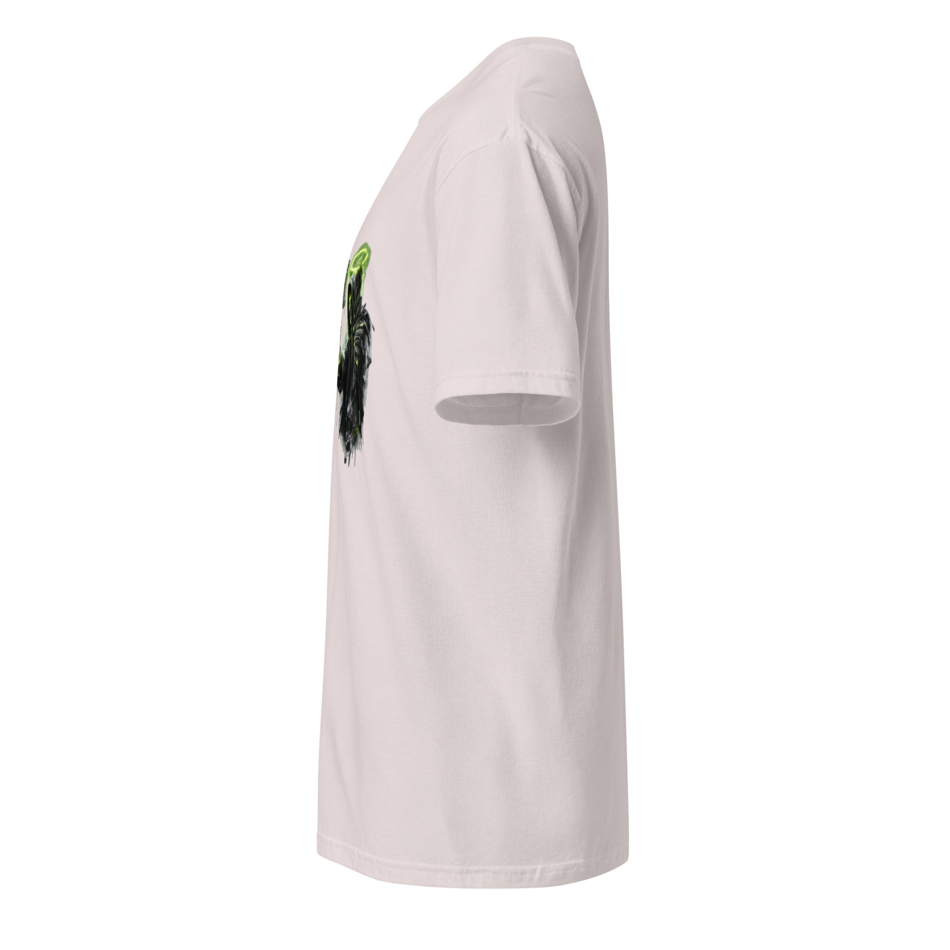 Halo Hackers – Cyber Streetwear - Short-Sleeve Unisex T-Shirt - Graphic Tee - Ice Grey - Left side