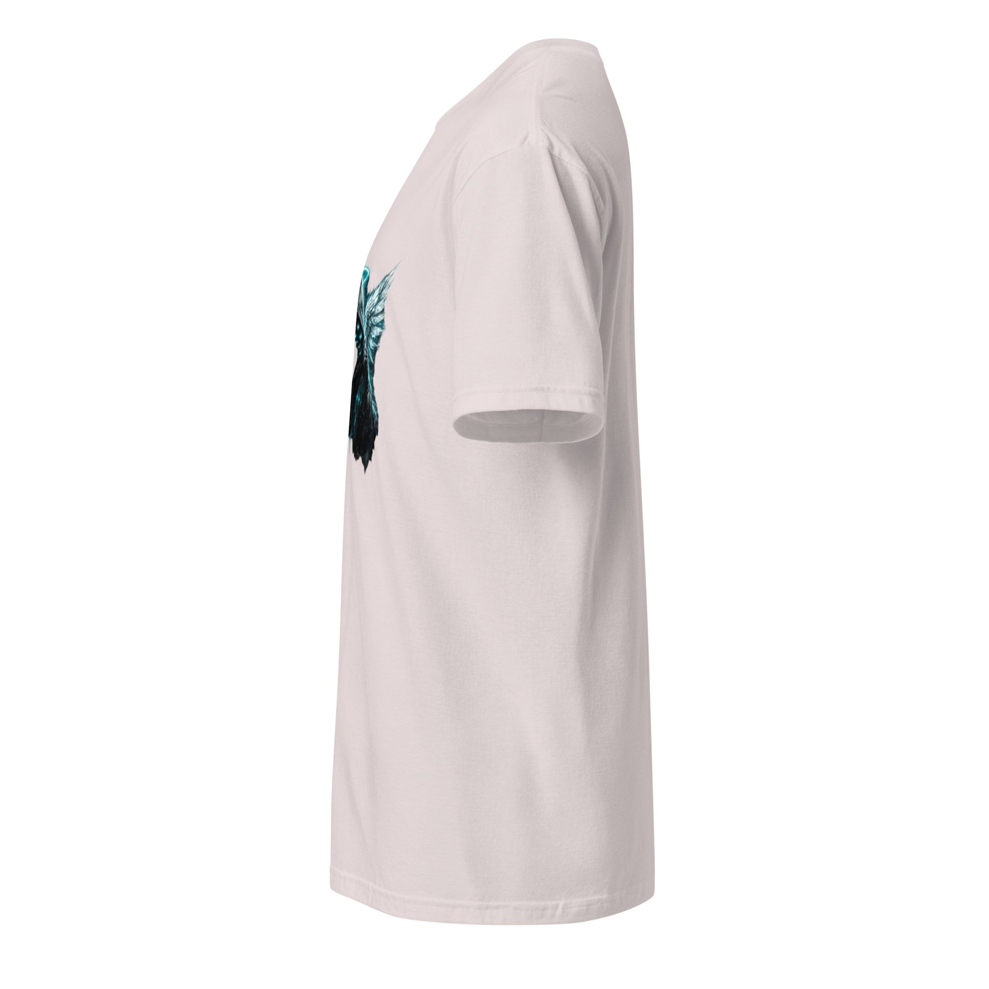 Cover Up Angel: Eyes Wide Open – Cyber Mystic - Short-Sleeve Unisex T-Shirt - Graphic Tee - Ice Grey - Left side