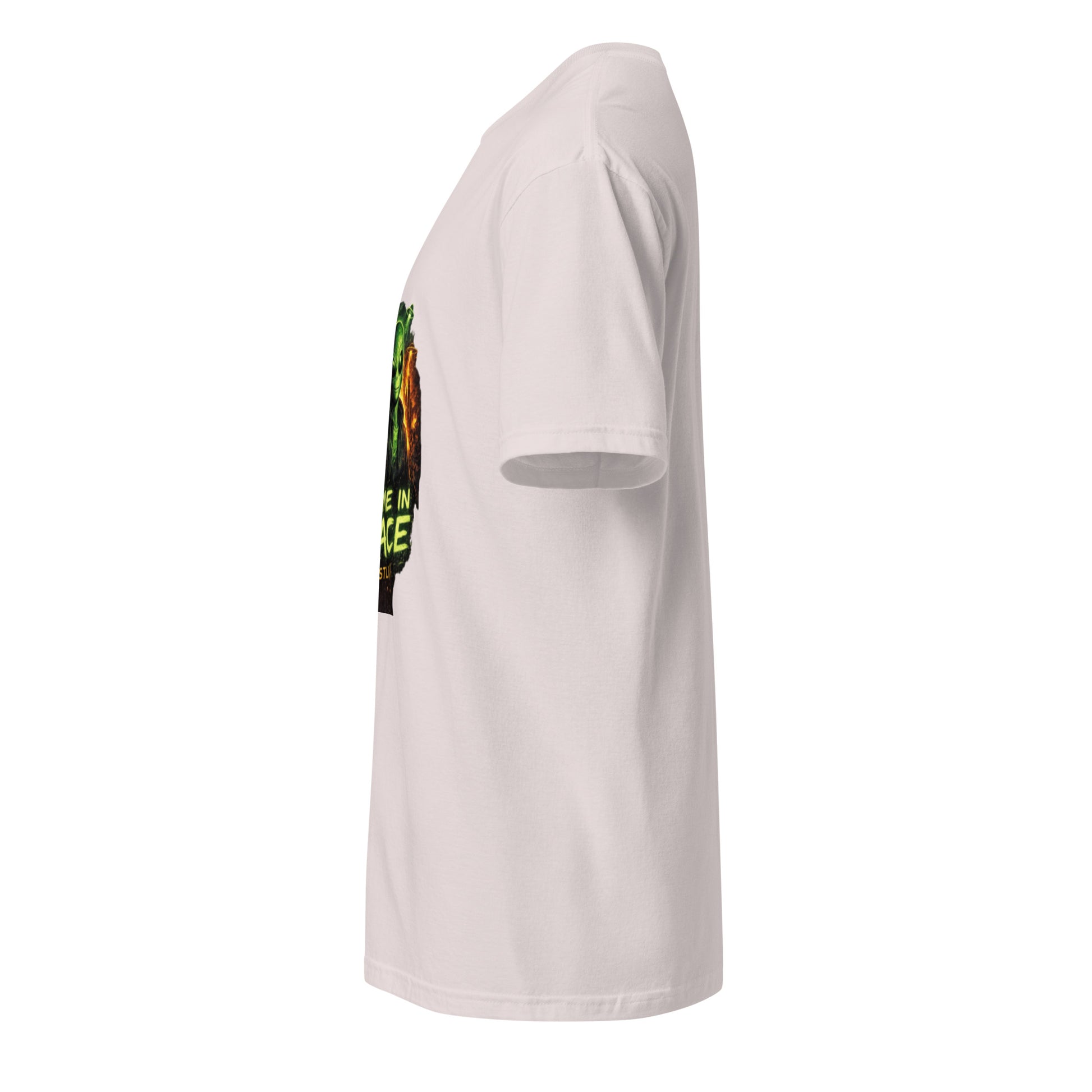 We Came in Peace (Mostly) – Alien Parody Streetwear - Short-Sleeve Unisex T-Shirt - Graphic Tee - Ice Grey - Left side