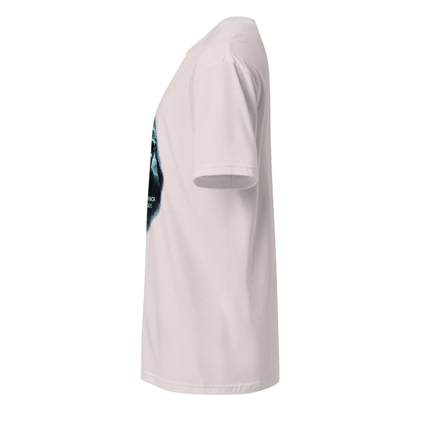 Welcome Back To Reality – Minimal Tech Noir - Short-Sleeve Unisex T-Shirt - Graphic Tee - Ice Grey - Left side