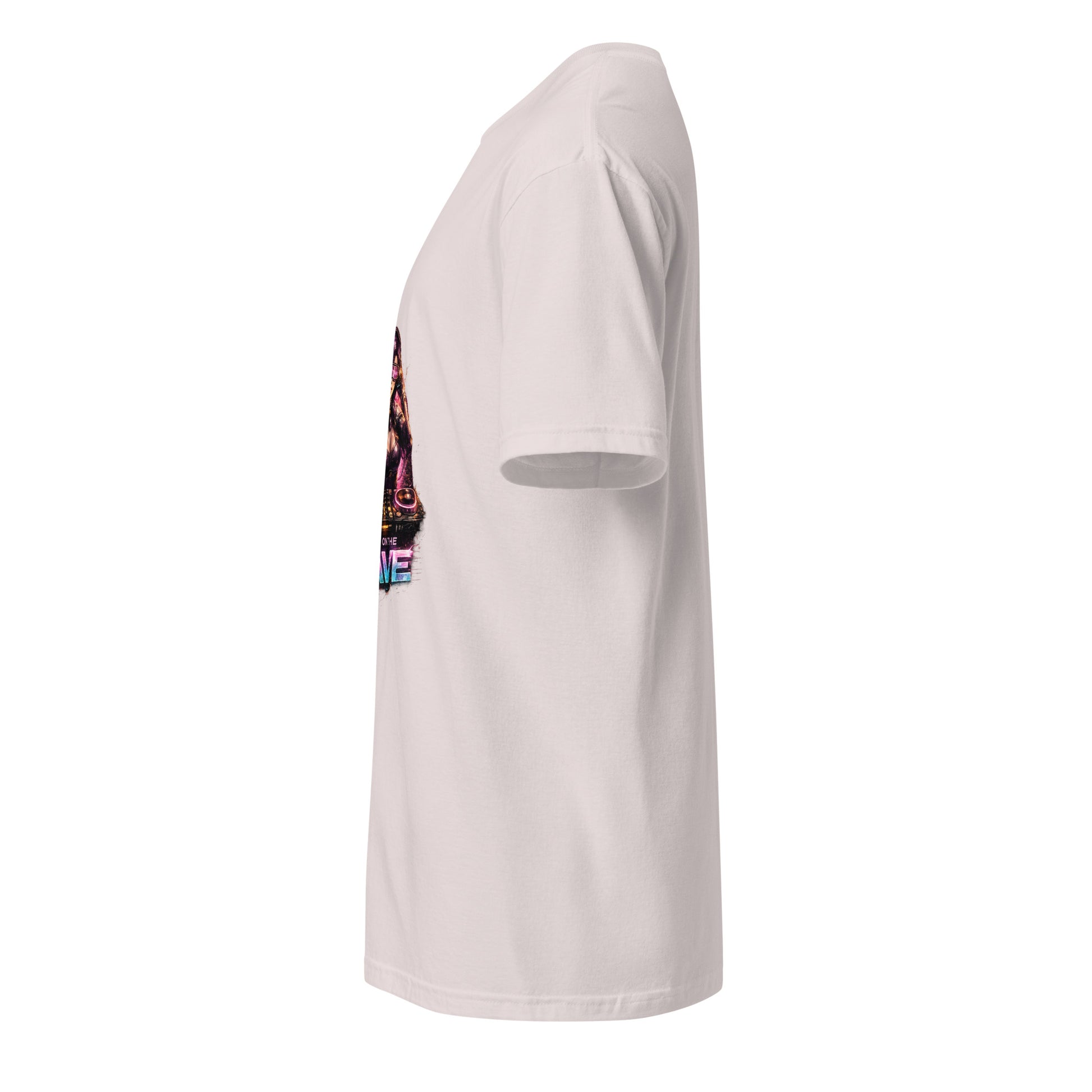 Heavy On The Rave – Cyber DJ Festival - Short-Sleeve Unisex T-Shirt - Graphic Tee - Ice Grey - Left side