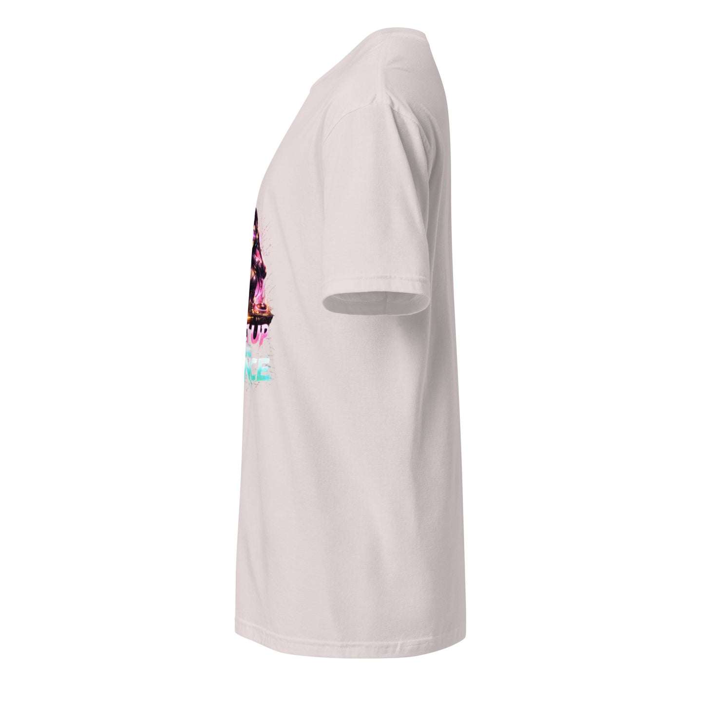 Shut Up And Dance – Cyber Rave DJ - Short-Sleeve Unisex T-Shirt - Graphic Tee - Ice Grey - Left side