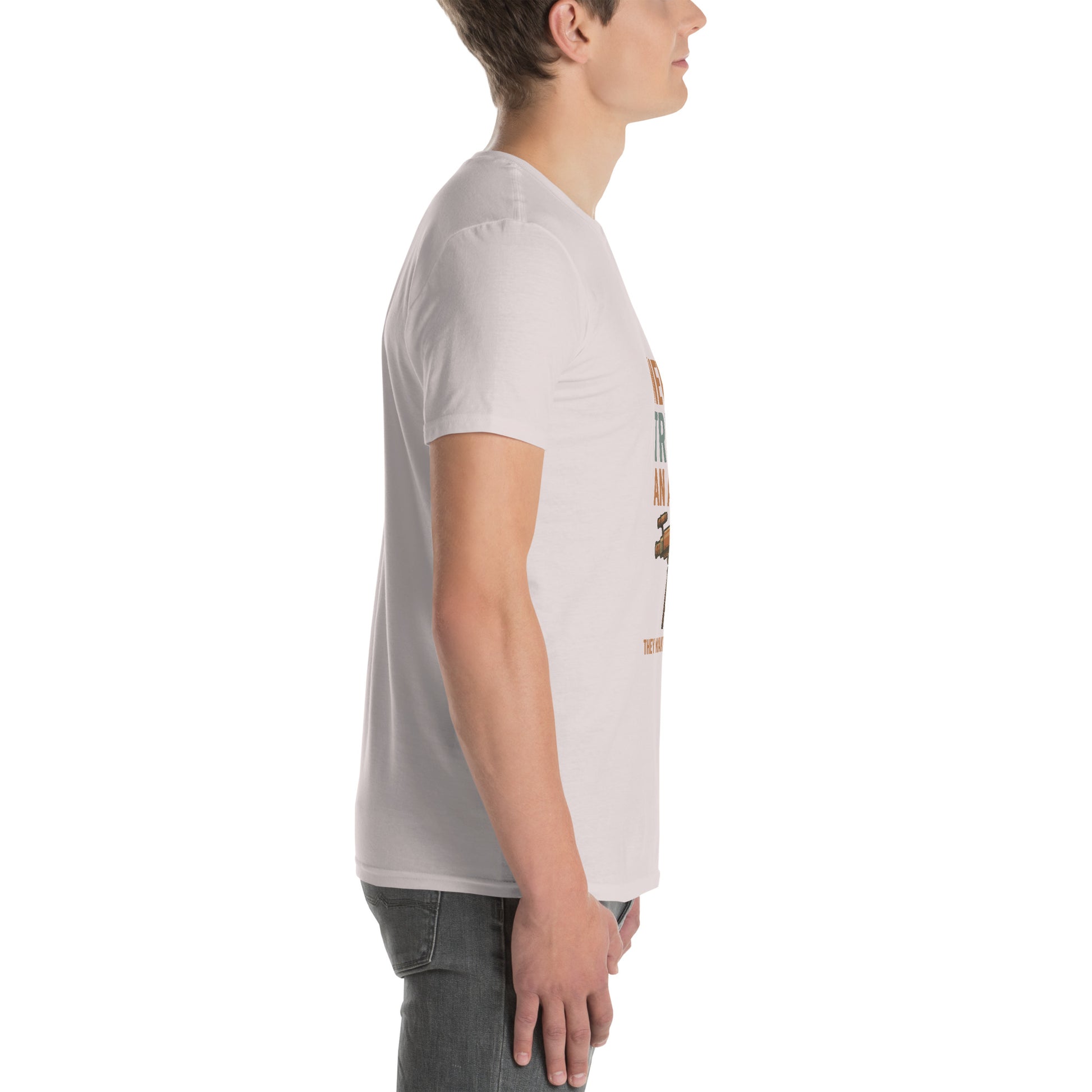 Never Trust An Atom - Science Joke - Short-Sleeve Unisex T-Shirt - Graphic Tee - Ice Grey - Right side