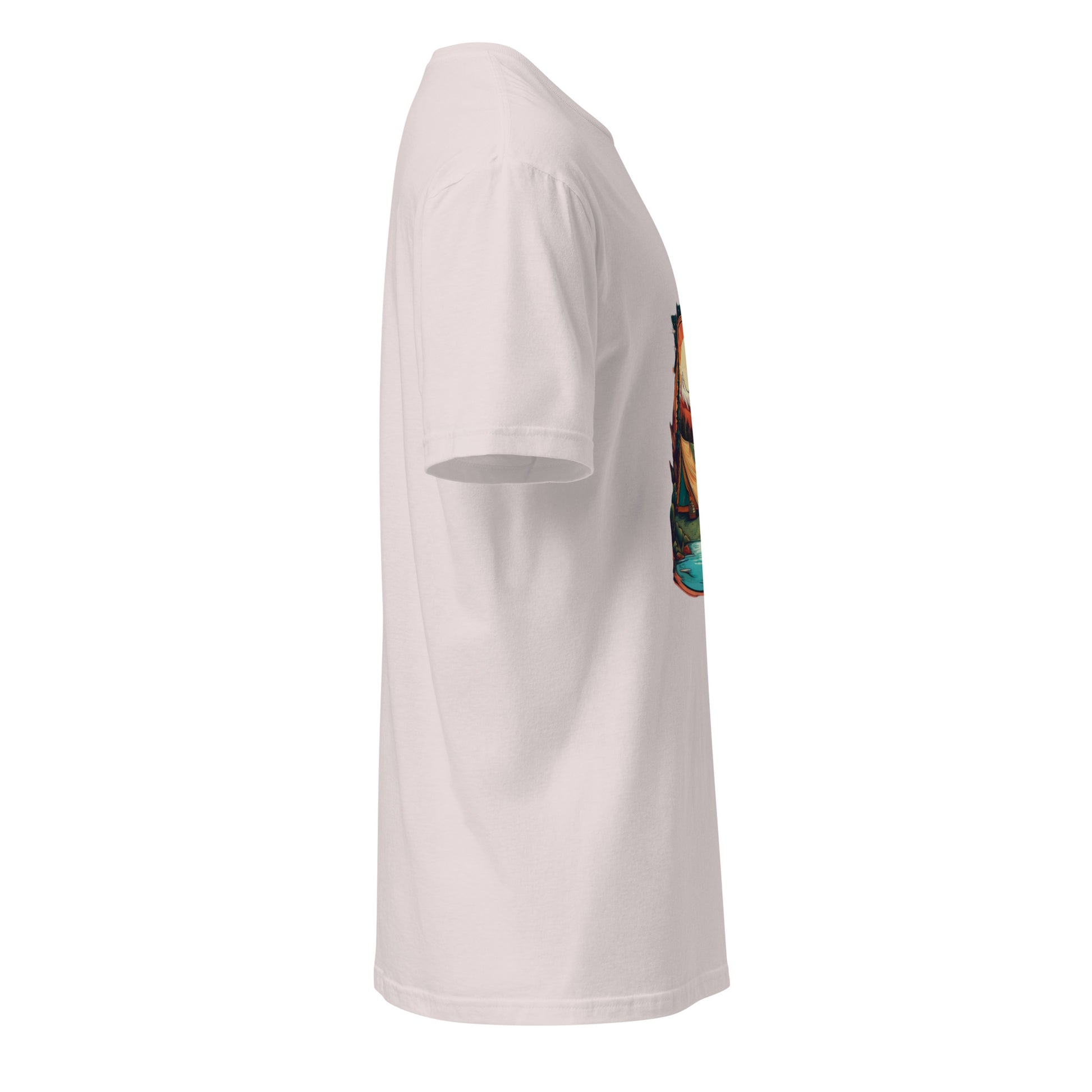 Golden Escape – Twin Tent Adventure - Short-Sleeve Unisex T-Shirt - Graphic Tee - Ice Grey - Right side