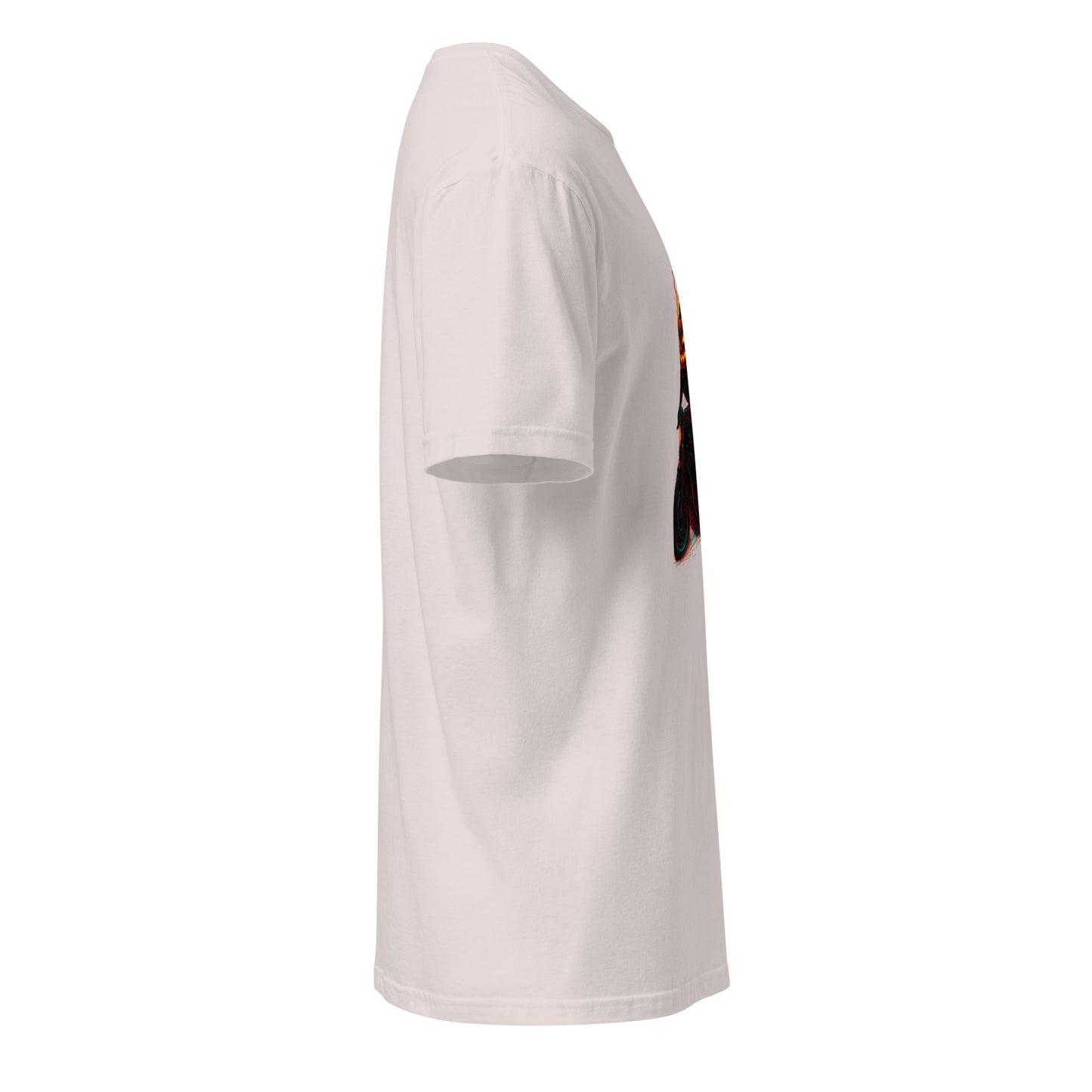 Cyber Pumpkin Rider – Futuristic Neon Halloween - Short-Sleeve Unisex T-Shirt - Graphic Tee - Ice Grey - Right side 