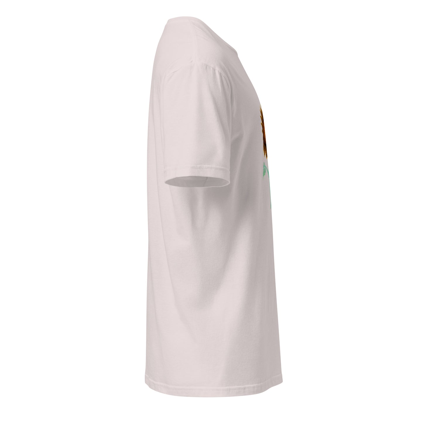 Circuitry Sunflower – Neon Tech Bloom - Short-Sleeve Unisex T-Shirt - Graphic Tee - Ice Grey - Right side