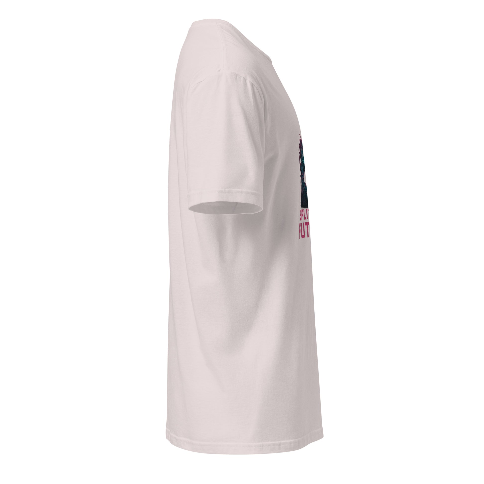 Quantum Prism Huntress – “Split the Future.” - Short-Sleeve Unisex T-Shirt - Graphic Tee - Ice Grey - Right side