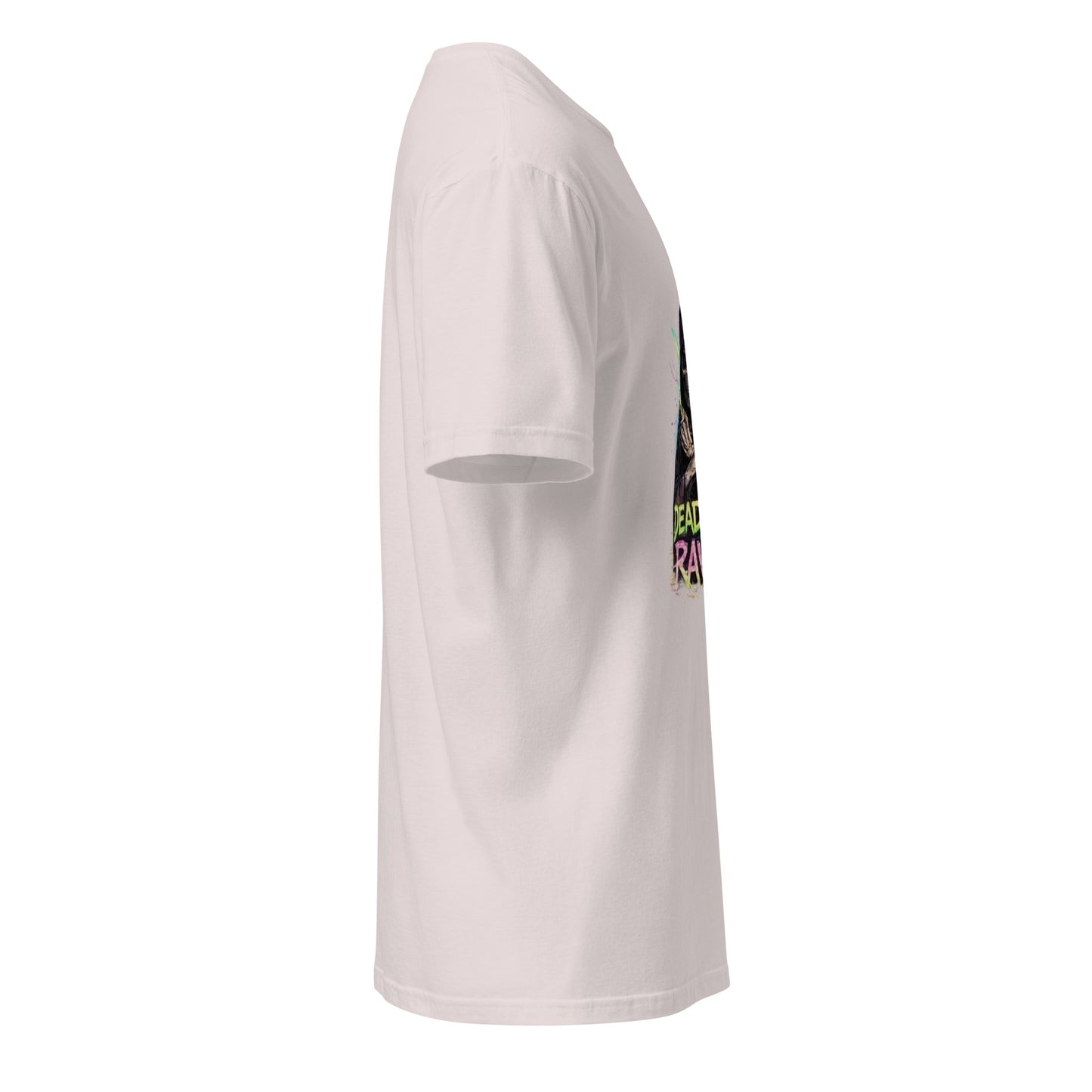 Dead End Raver – Neon Skull Rave - Short-Sleeve Unisex T-Shirt- Graphic Tee - Ice Grey - Right side
