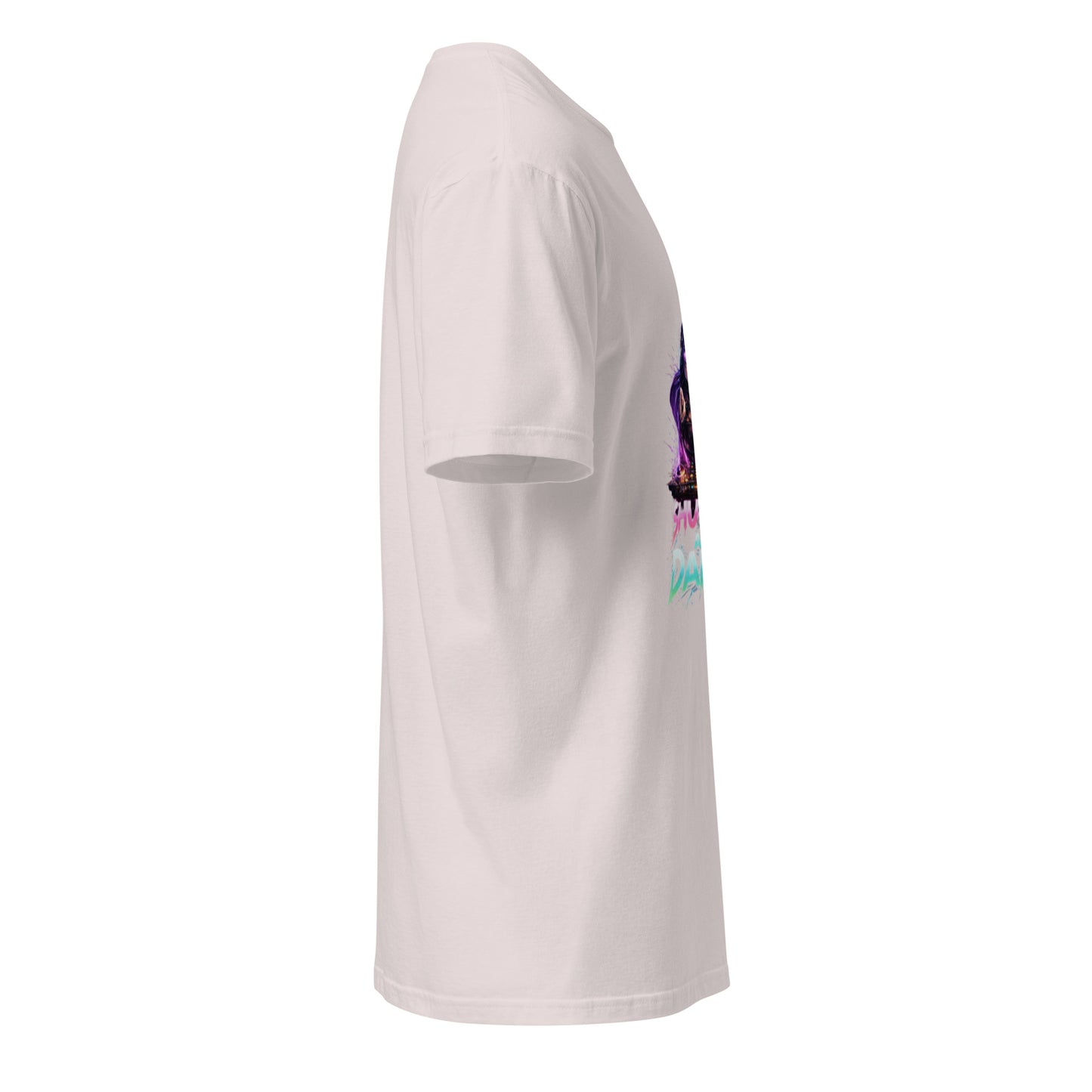Shut Up And Dance – Cyber Rave DJ - Short-Sleeve Unisex T-Shirt - Graphic Tee - Ice Grey - Right side