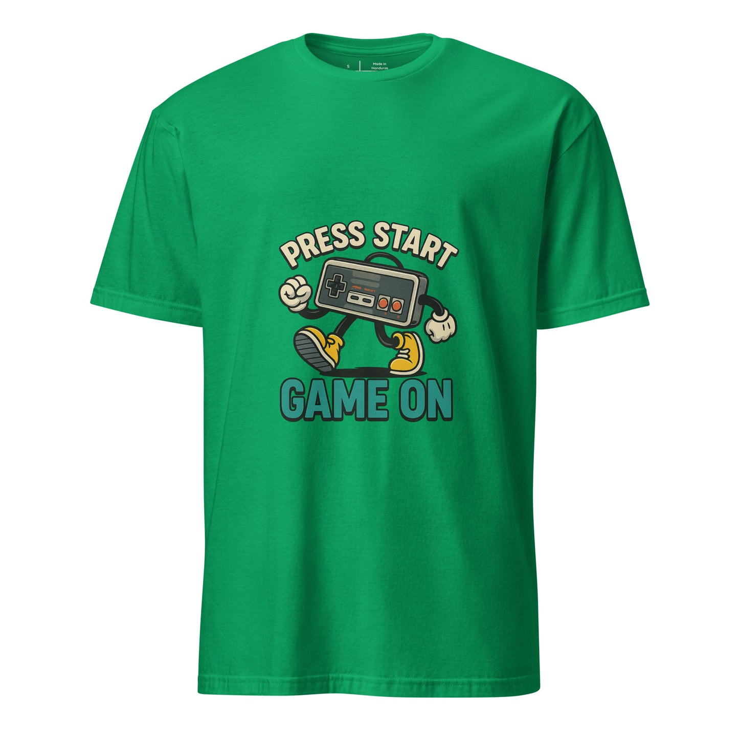 Press Start - Retro Gamer - Short-Sleeve T-Shirt - Graphic Tee - Irish Green - Front