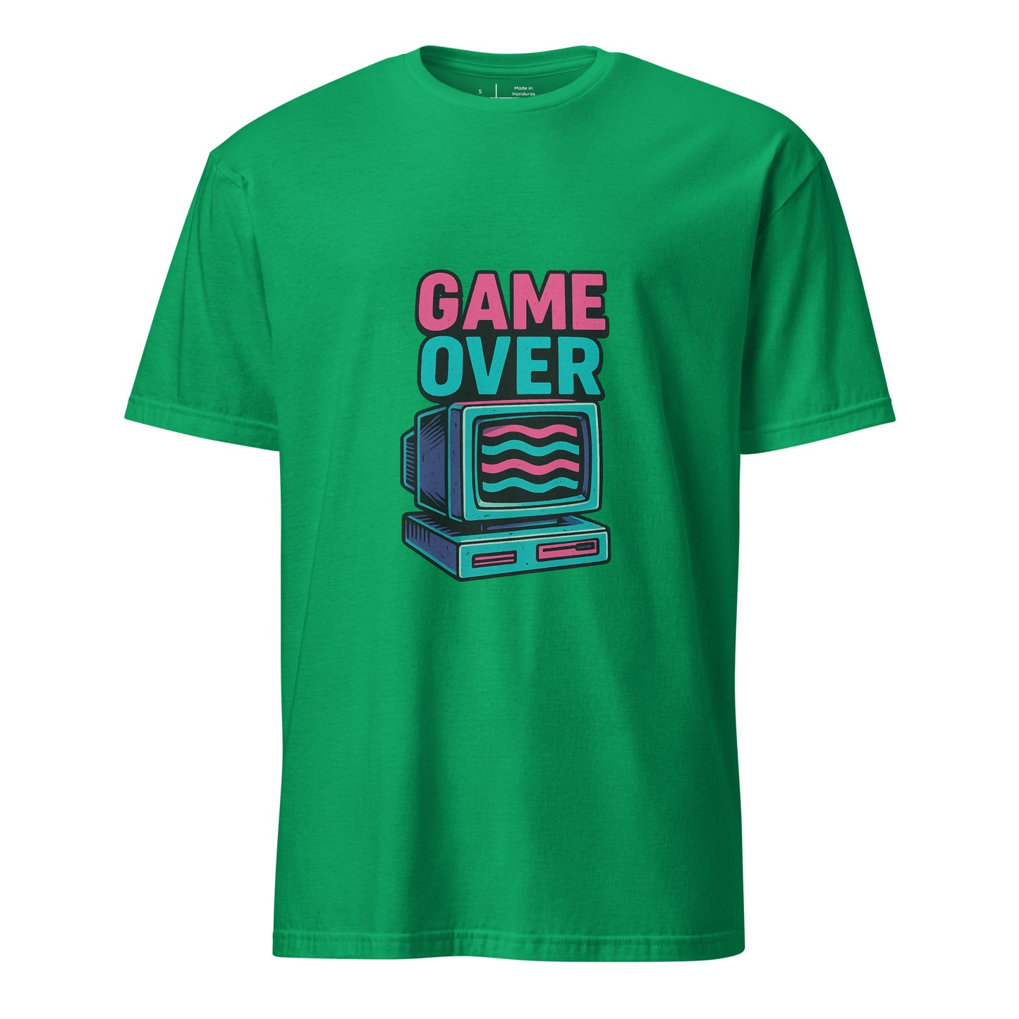 Game Over - Retro Gamer Glitch - Short-Sleeve Unisex T-Shirt - Graphic Tee - Irish Green - Front