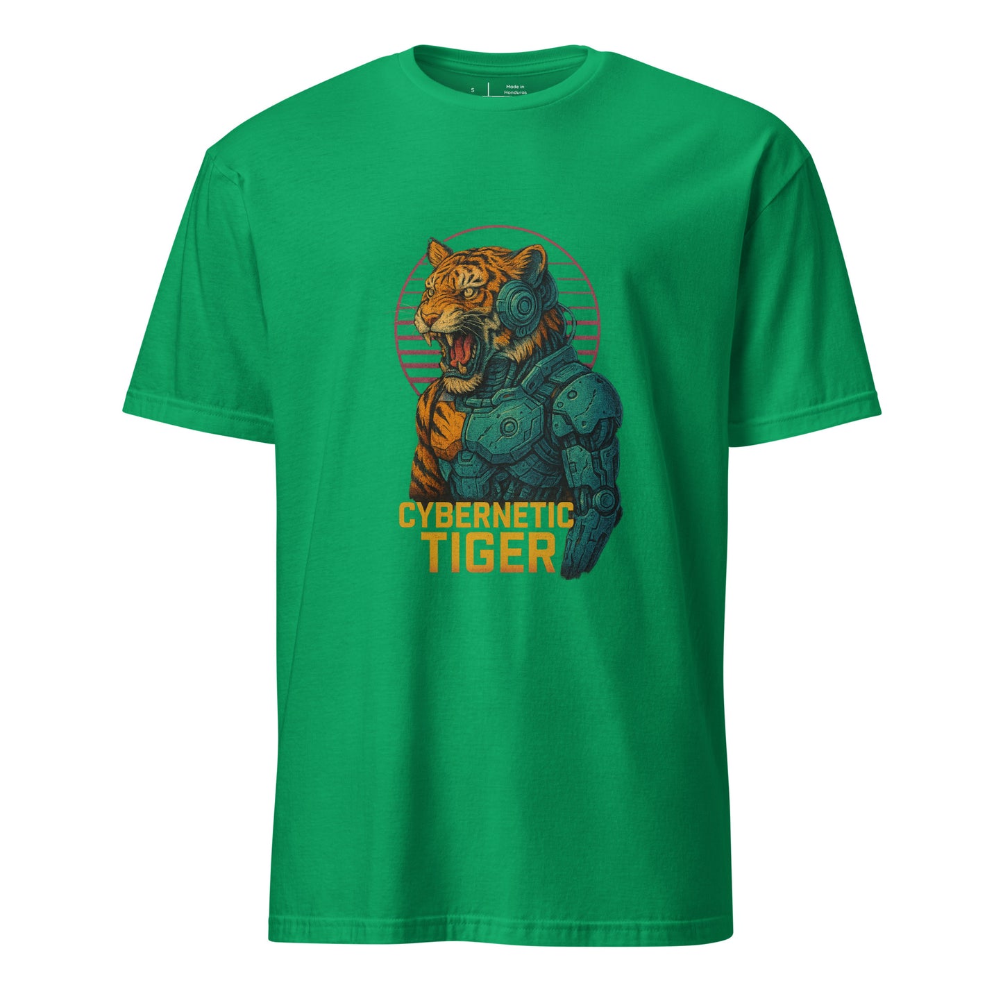 Cybernetic Tiger - Futuristic Ferocity - Short-Sleeve Unisex T-Shirt - Graphic Tee - Irish Green - Front