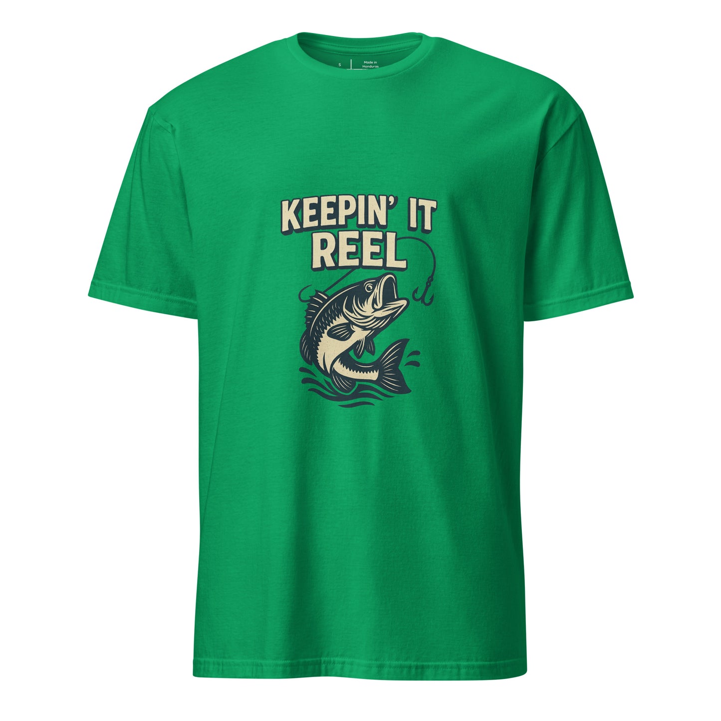 Keepin It Reel - Fishing Slogan - Short-Sleeve Unisex T-Shirt - Graphic Tee - Irish Green - Front