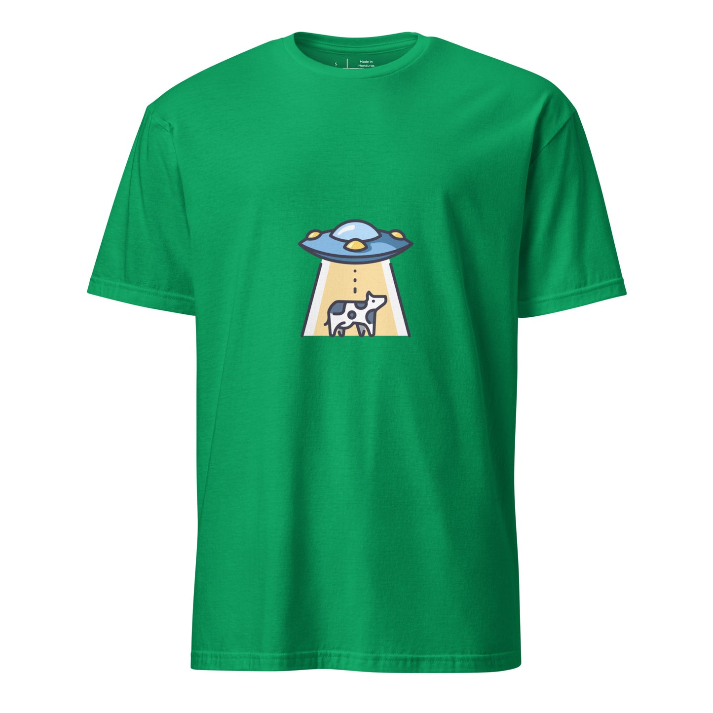 Not Again - UFO Cow Abduction - Short-Sleeve Unisex T-Shirt - Graphic Tee - Irish Green - Front