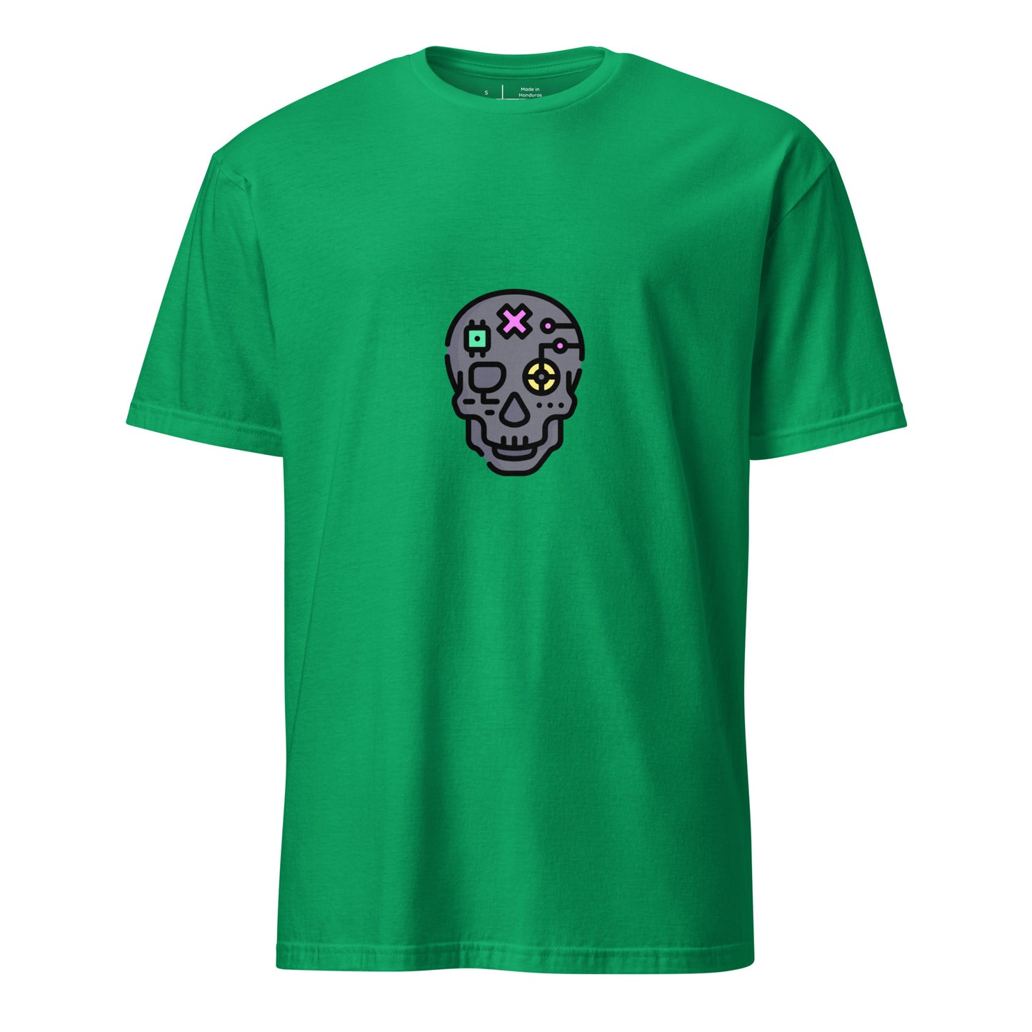 Cartoon Cyber Skull - Future Shock Style - Short-Sleeve Unisex T-Shirt - Graphic Tee - Irish Green - Front
