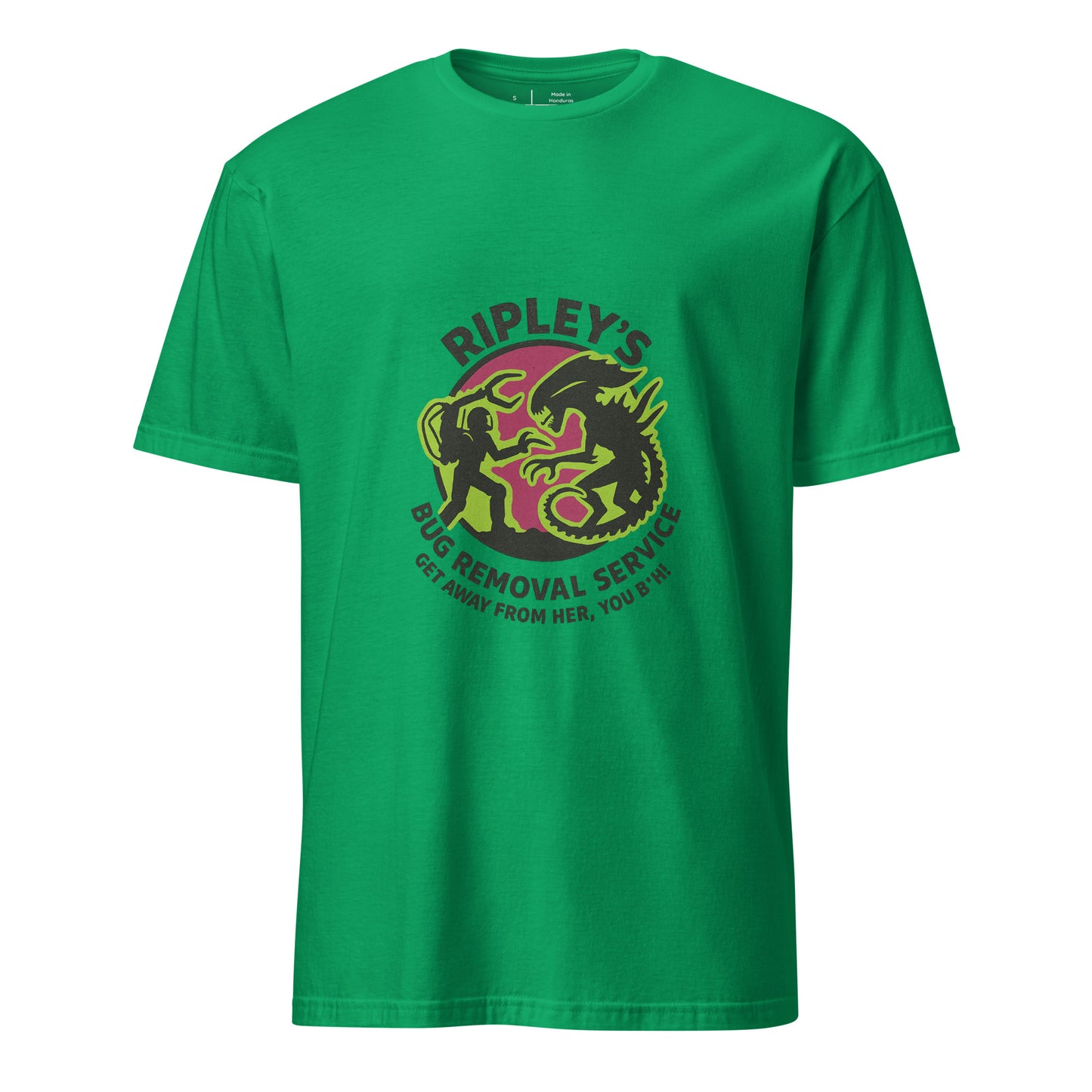 Ripley’s Bug Removal Service – Sci-Fi Parody - Short-Sleeve Unisex T-Shirt - Graphic Tee - Irish Green - Front