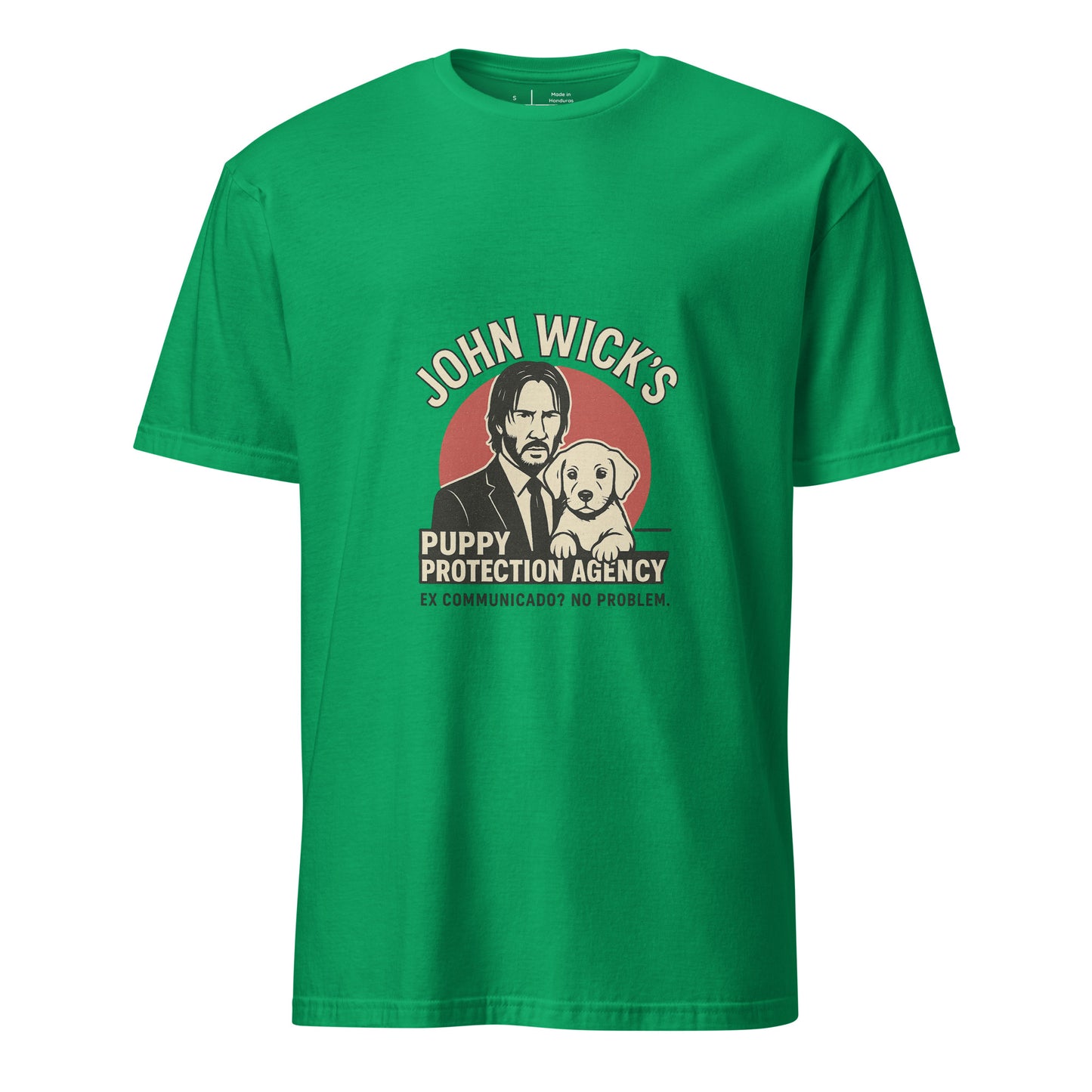 John Wick – Puppy Protection Agency - Film Fan - Short-Sleeve Unisex T-Shirt - Graphic Tee - Irish Green - Front