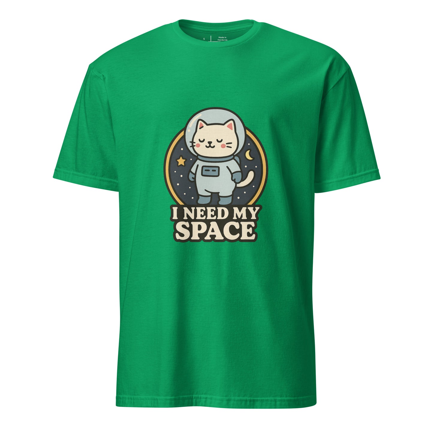 I Need Space – Lucky Cat Astronaut - Short-Sleeve Unisex T-Shirt - Graphic Tee - Irish Green - Front