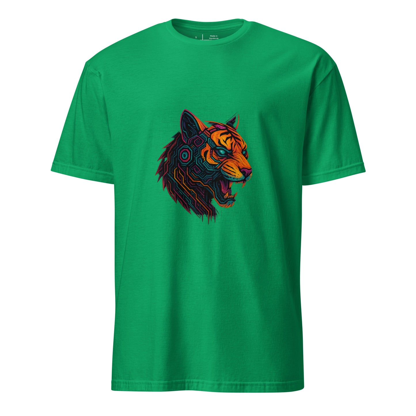 Cyber Tiger – Neon Predator - Short-Sleeve Unisex T-Shirt - Graphic Tee - Irish Green - Front