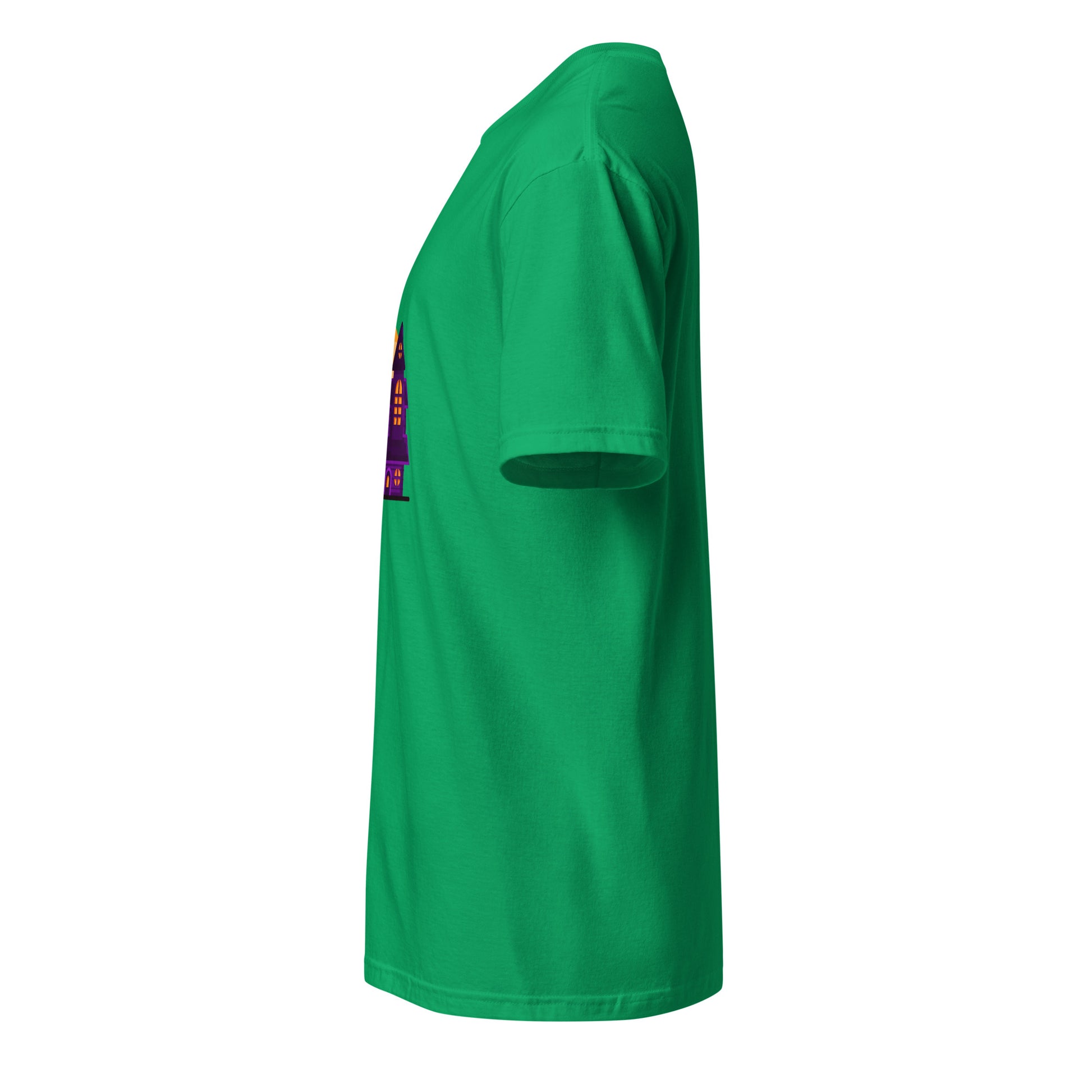 Haunted House - Moonlit Mischief - Short-Sleeve Unisex T-Shirt - Graphic Tee - Irish Green - Left side