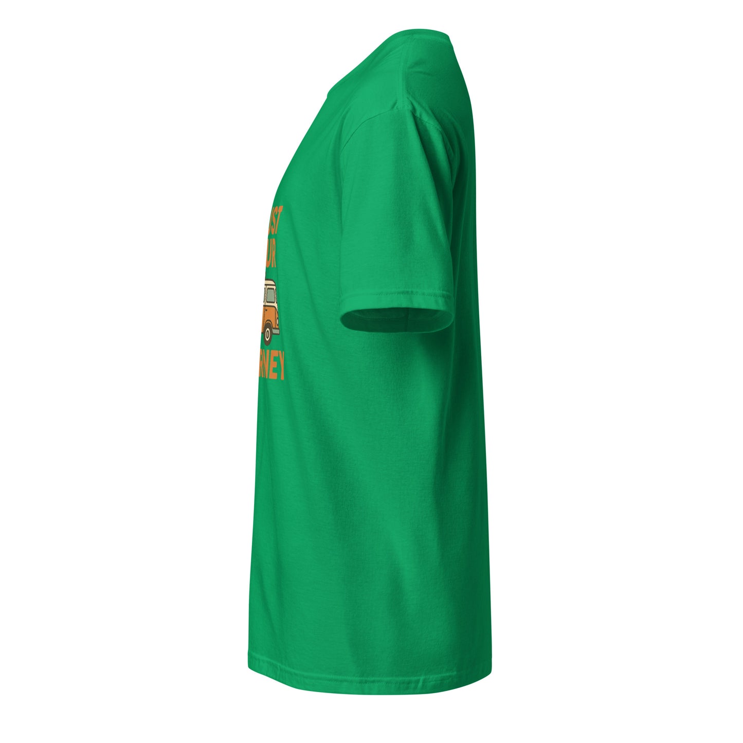 Trust Your Journey – Retro Camper Van - Short-Sleeve Unisex T-Shirt - Graphic Tee - Irish Green - Left side