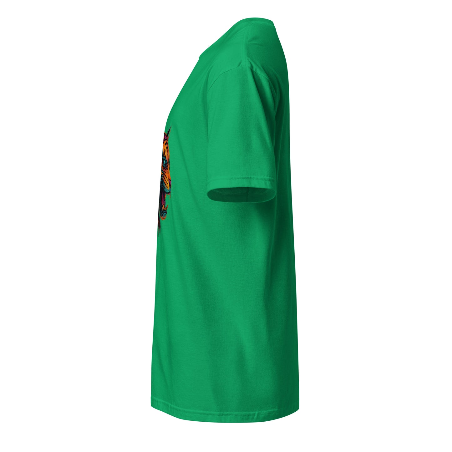 Cyber Tiger – Neon Predator - Short-Sleeve Unisex T-Shirt - Graphic Tee - Irish Green - Left side