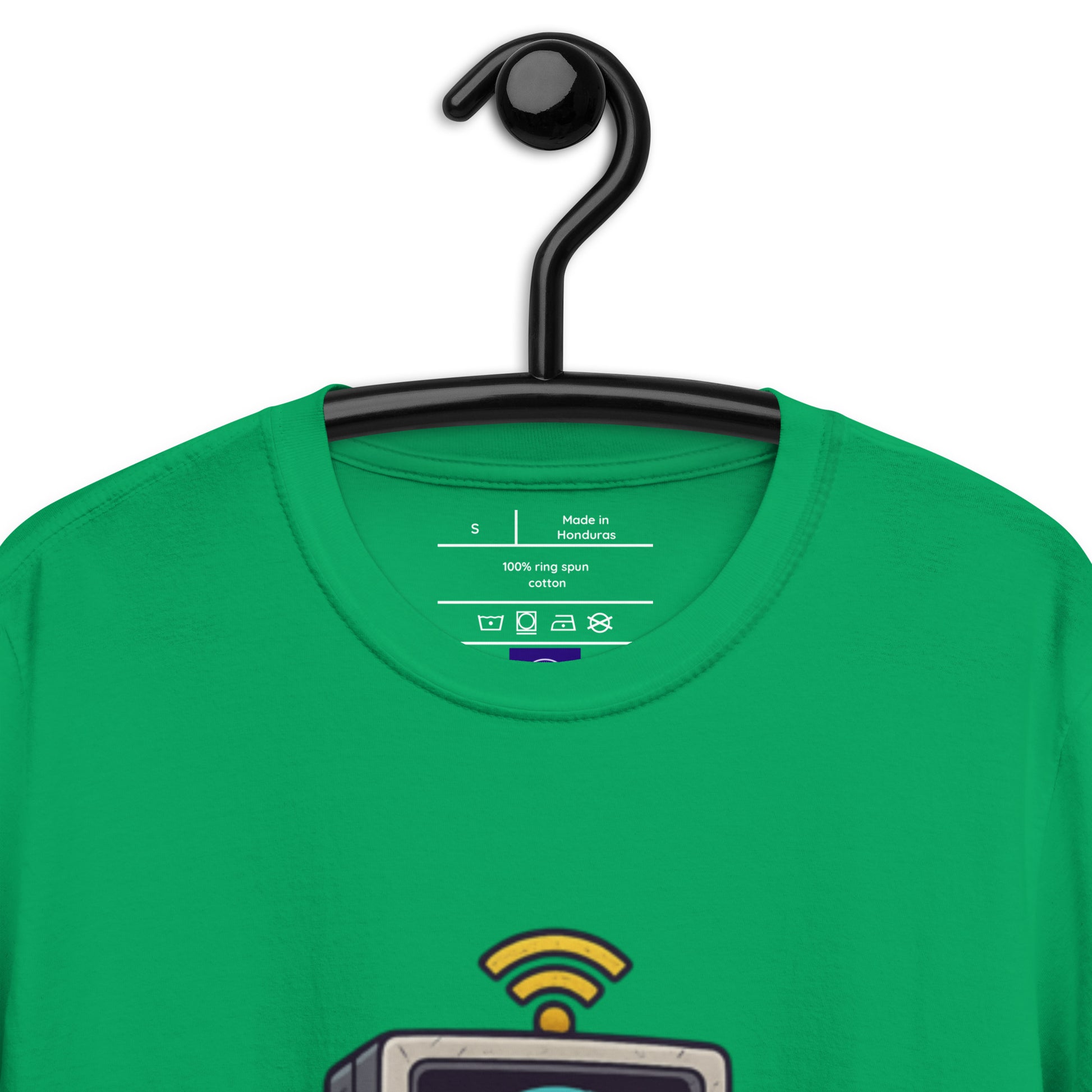 Digital Destroyer - Skeleton Bandwidth Battle - Short-Sleeve Unisex T-Shirt - Graphic Tee - Irish Green - Front Neckline
