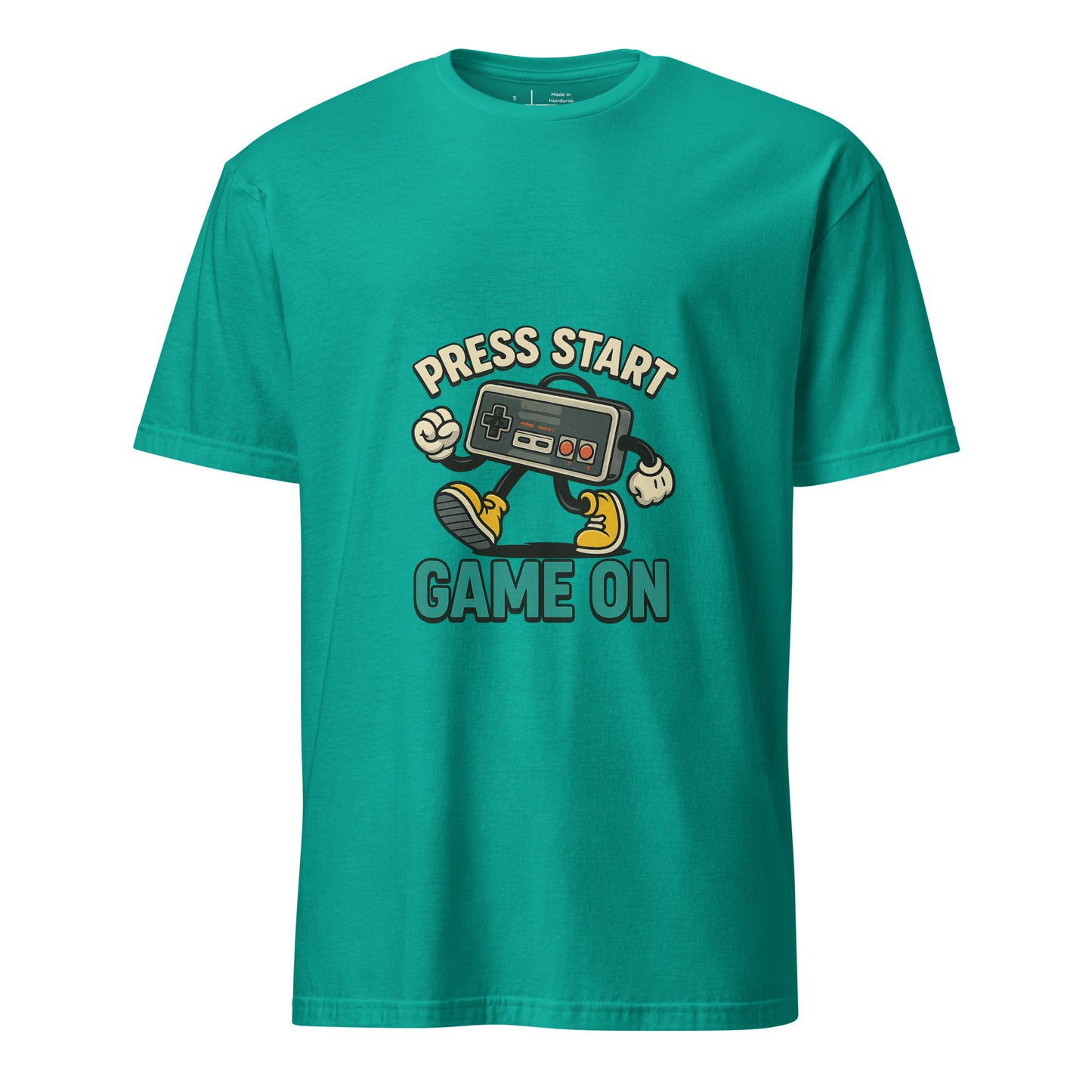 Press Start - Retro Gamer - Short-Sleeve T-Shirt - Graphic Tee - Jade Dome - Front