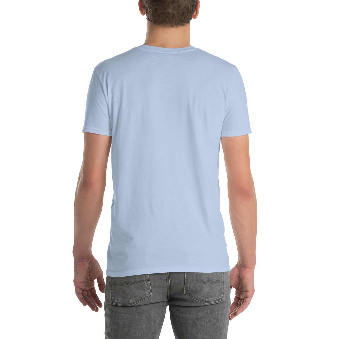 Never Trust An Atom - Science Joke - Short-Sleeve Unisex T-Shirt - Graphic Tee - Light Blue - Back