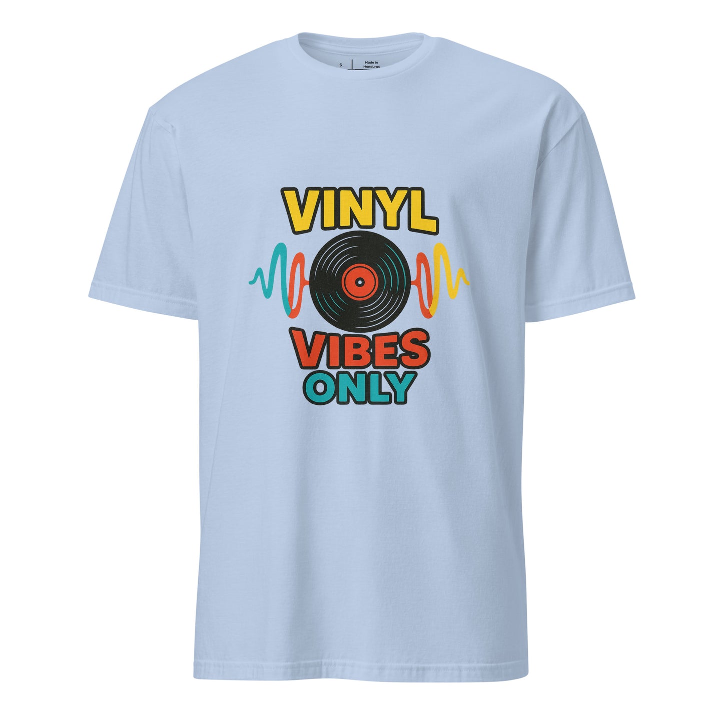 Vinyl Vibes Only - Retro Music Lover - Short-Sleeve Unisex T-Shirt - Graphic Tee - Light Blue - Front