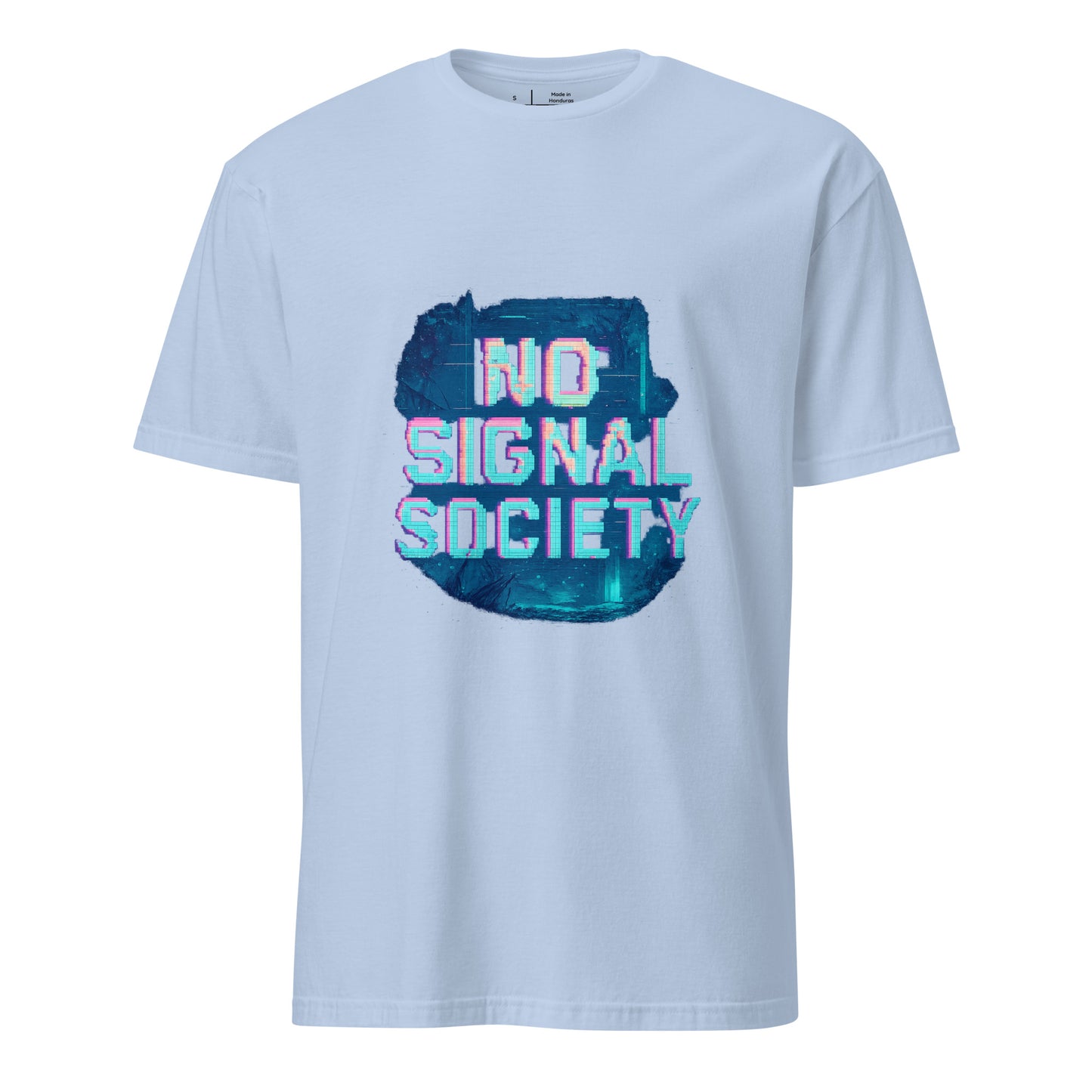 No Signal Society - Digital Detox - Short-Sleeve Unisex T-Shirt - Graphic Tee - Light Blue - Front