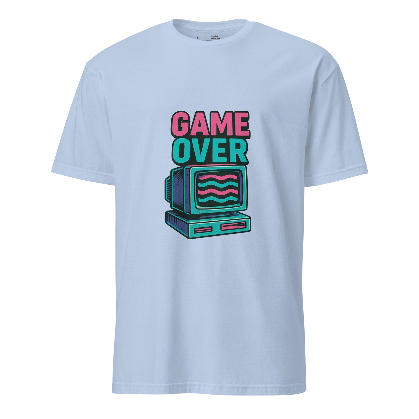 Game Over - Retro Gamer Glitch - Short-Sleeve Unisex T-Shirt - Graphic Tee - Light Blue - Front