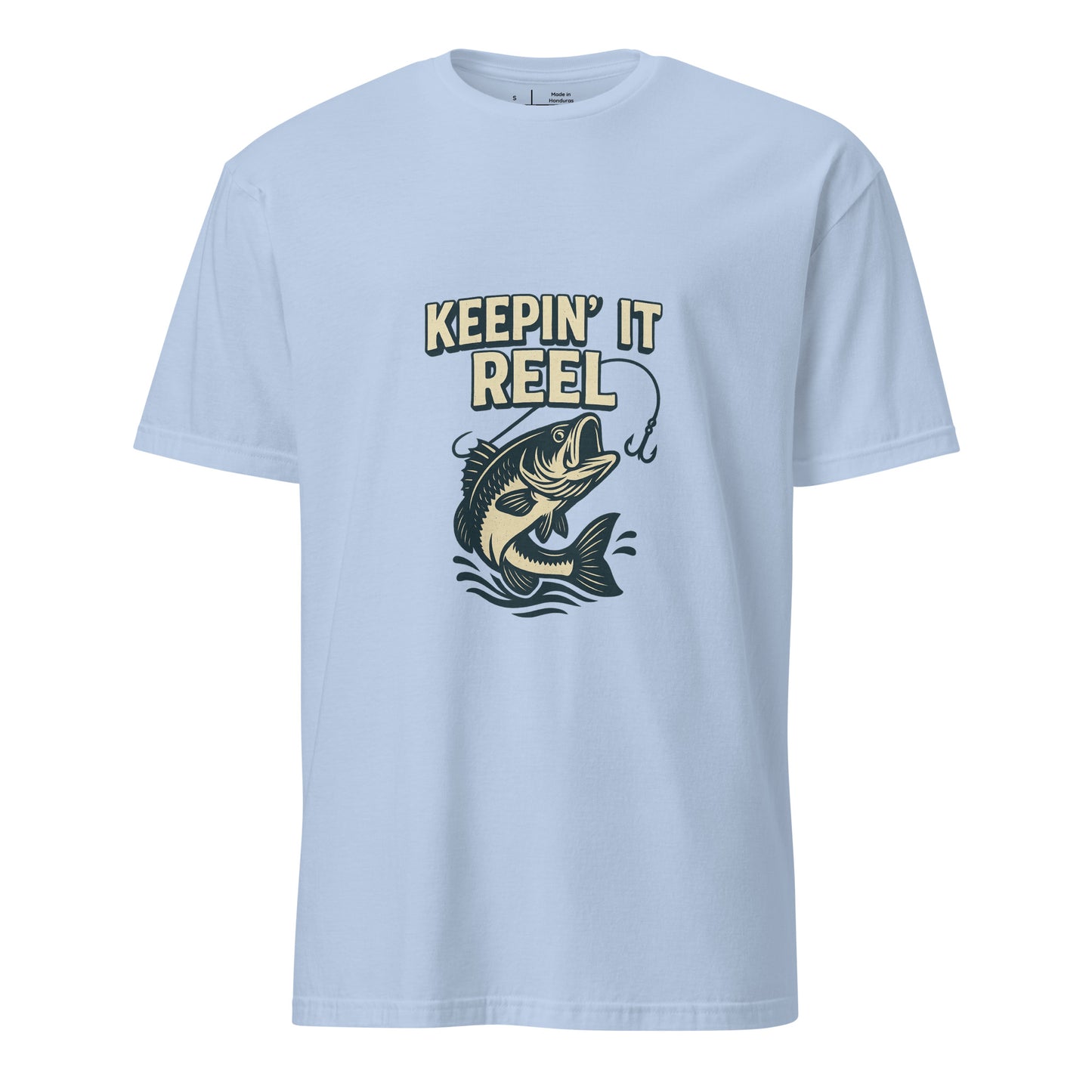 Keepin It Reel - Fishing Slogan - Short-Sleeve Unisex T-Shirt - Graphic Tee - Light Blue - Front