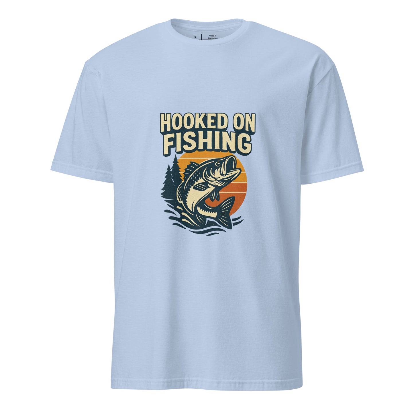 Hooked On Fishing - Hobbyist - Short-Sleeve Unisex T-Shirt - Graphic Tee - Light Blue - Front