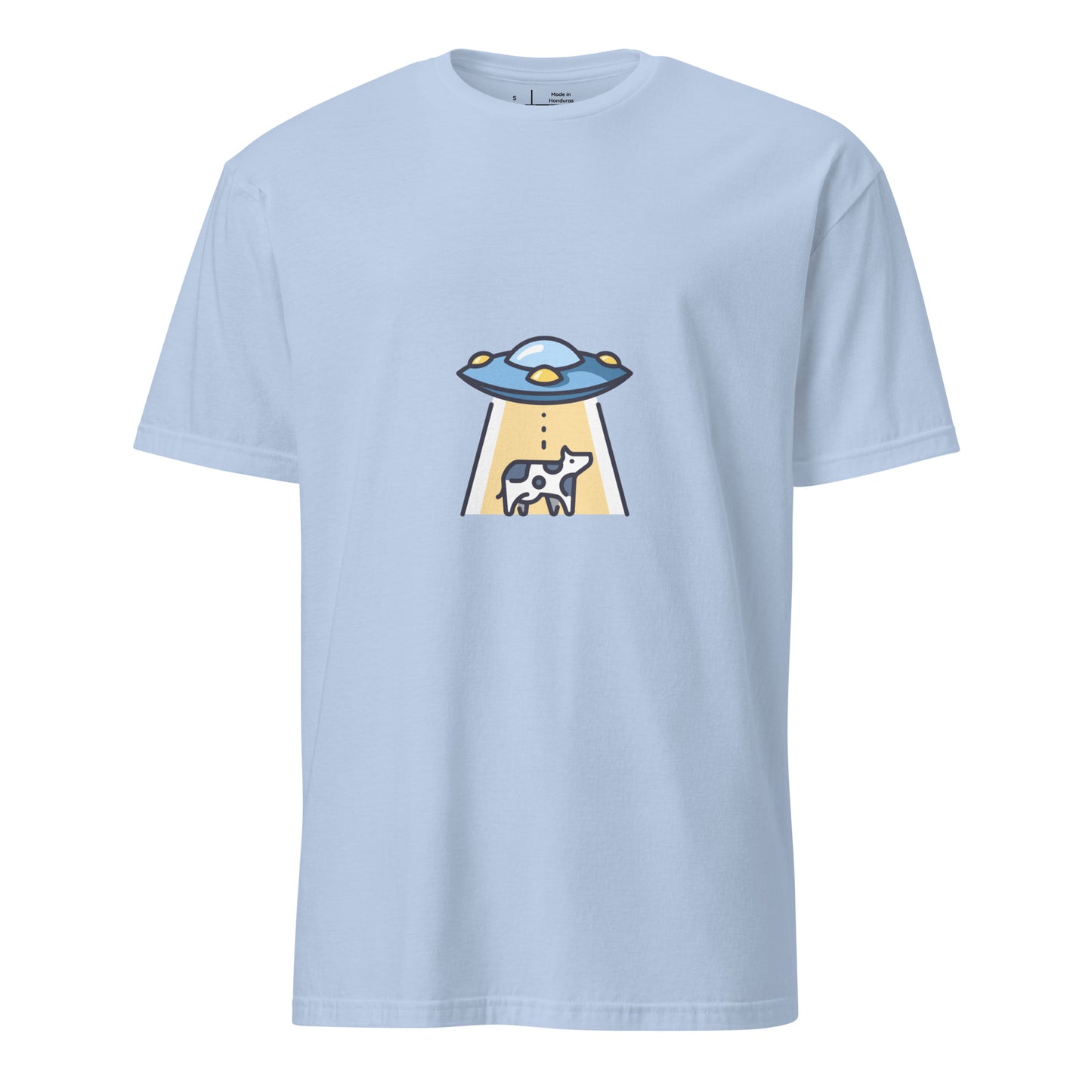 Not Again - UFO Cow Abduction - Short-Sleeve Unisex T-Shirt - Graphic Tee - Light Blue - Front