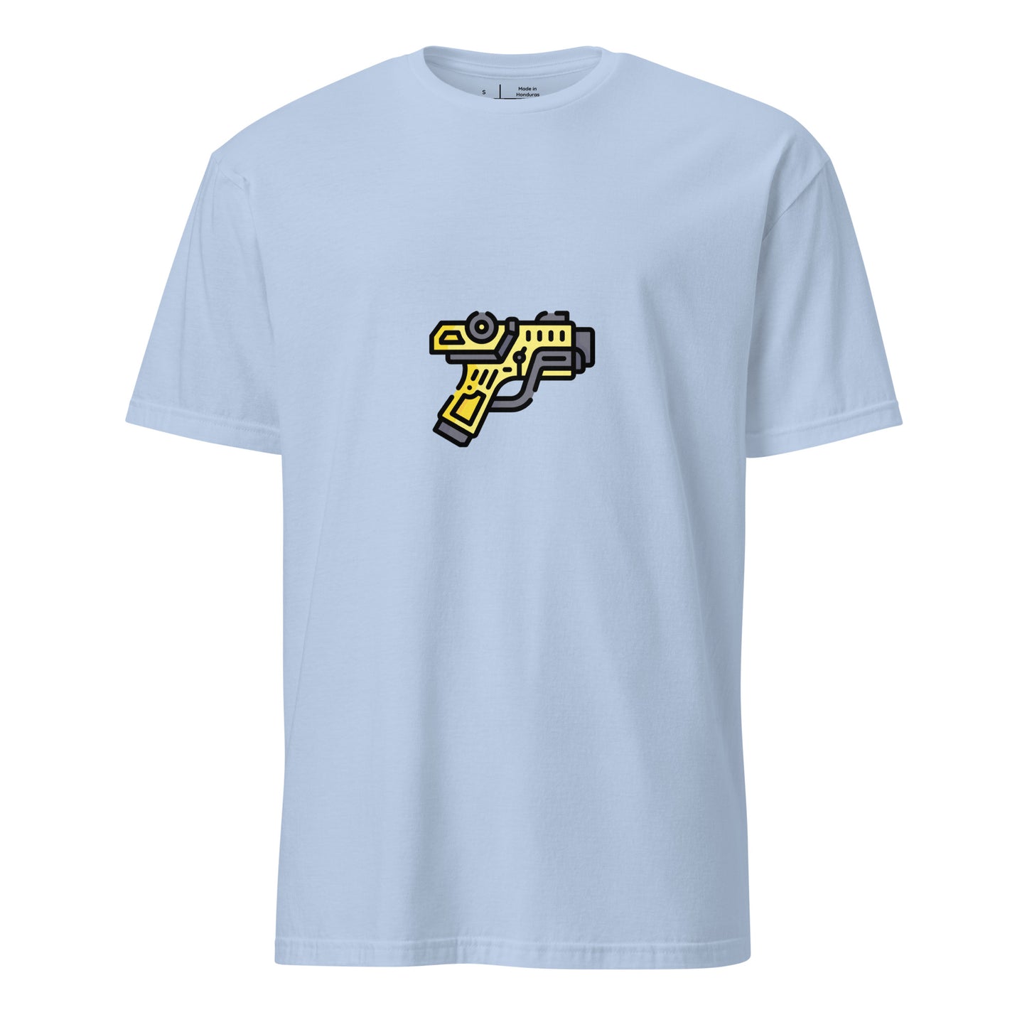 Cyber Gun - Sci-Fi Cartoon Design - Short-Sleeve Unisex T-Shirt - Graphic Tee - Light Blue - Front